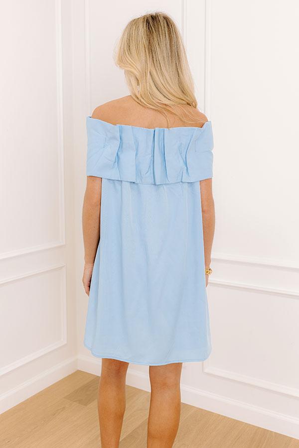 Uptown Social Off Shoulder Mini Dress in Sky Blue Product Image