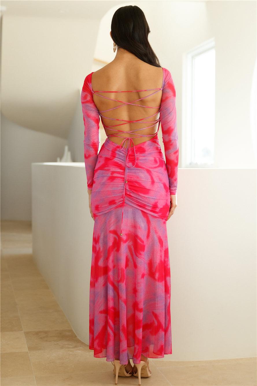 Technicolour Long Sleeve Maxi Dress Pink Product Image