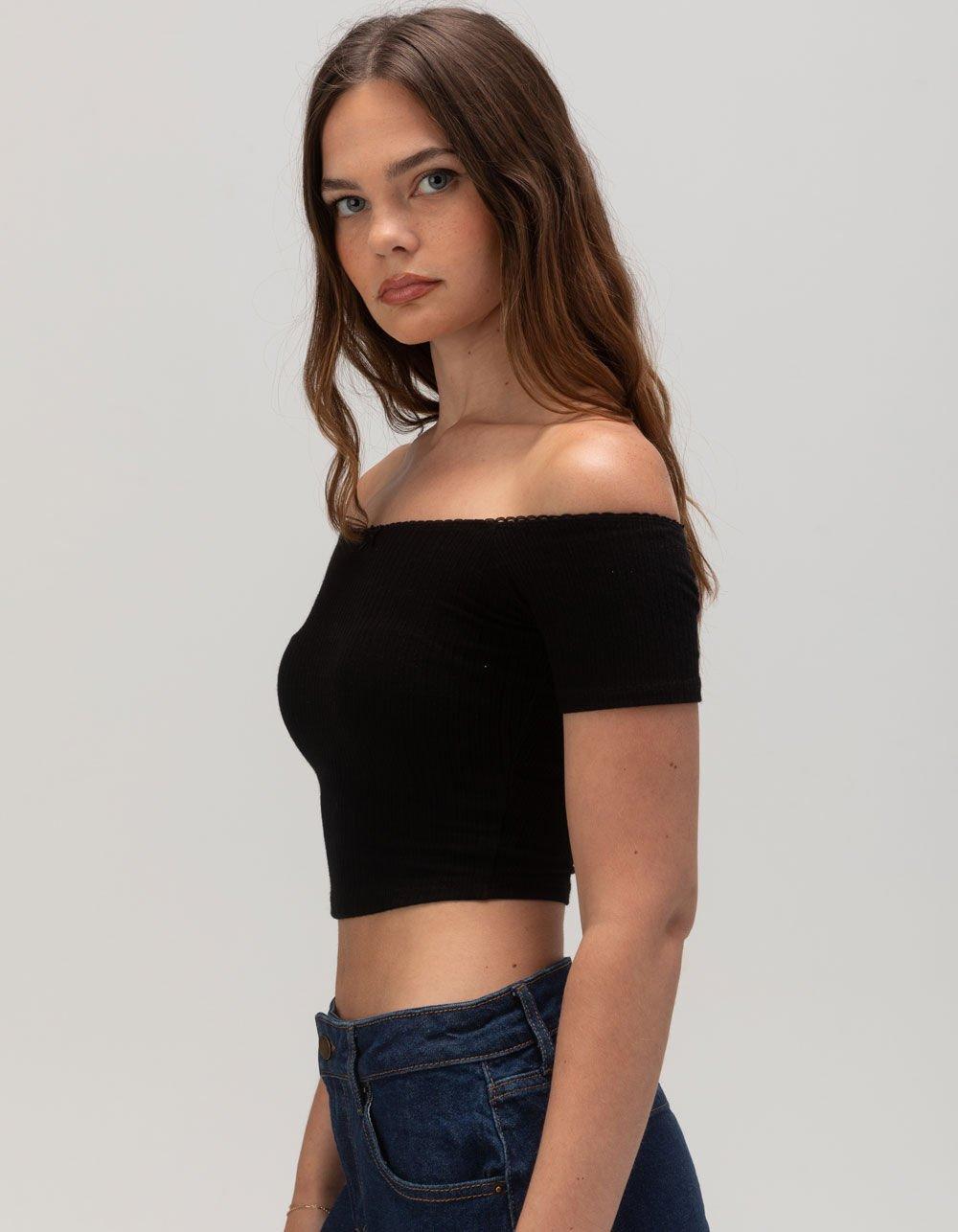 BOZZOLO Ballet Neck Womens Top - BLACK Product Image