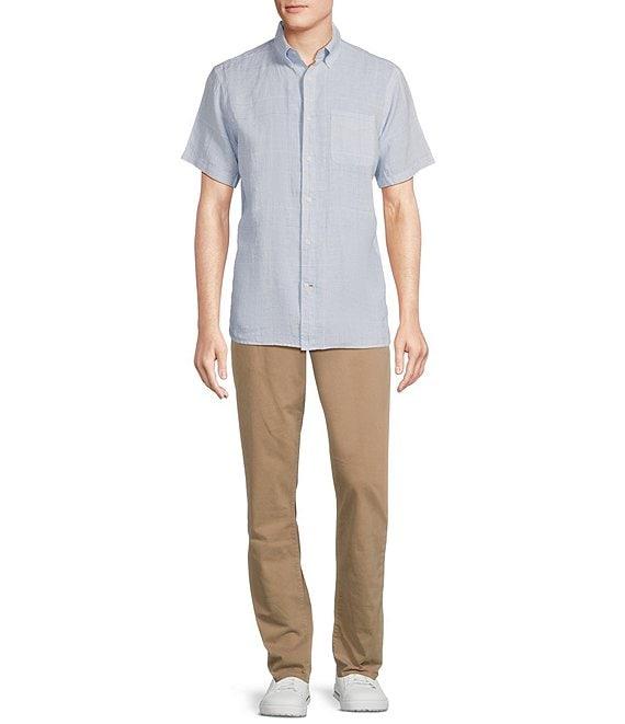 Cremieux Blue Label French Linen Medium Plaid Short Sleeve Woven Shirt Product Image