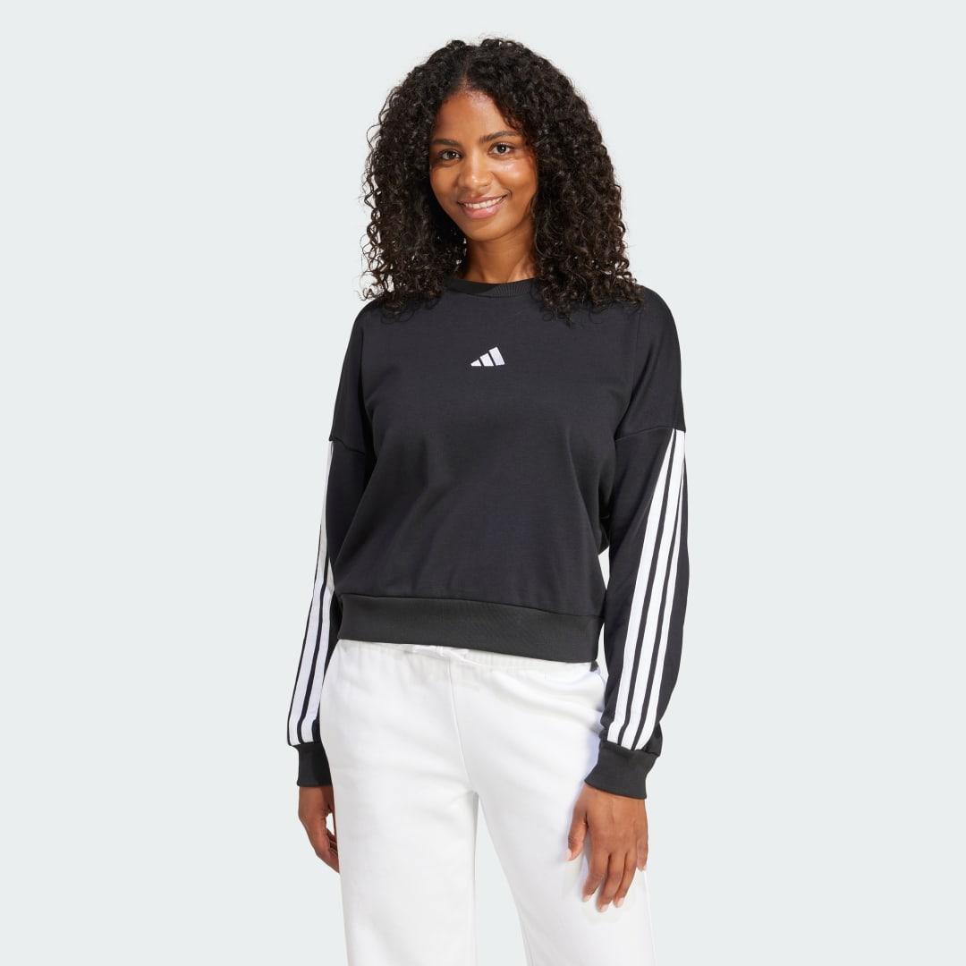 adidas Essentials 3-Stripes French Terry Sweatshirt Black M Womens Product Image