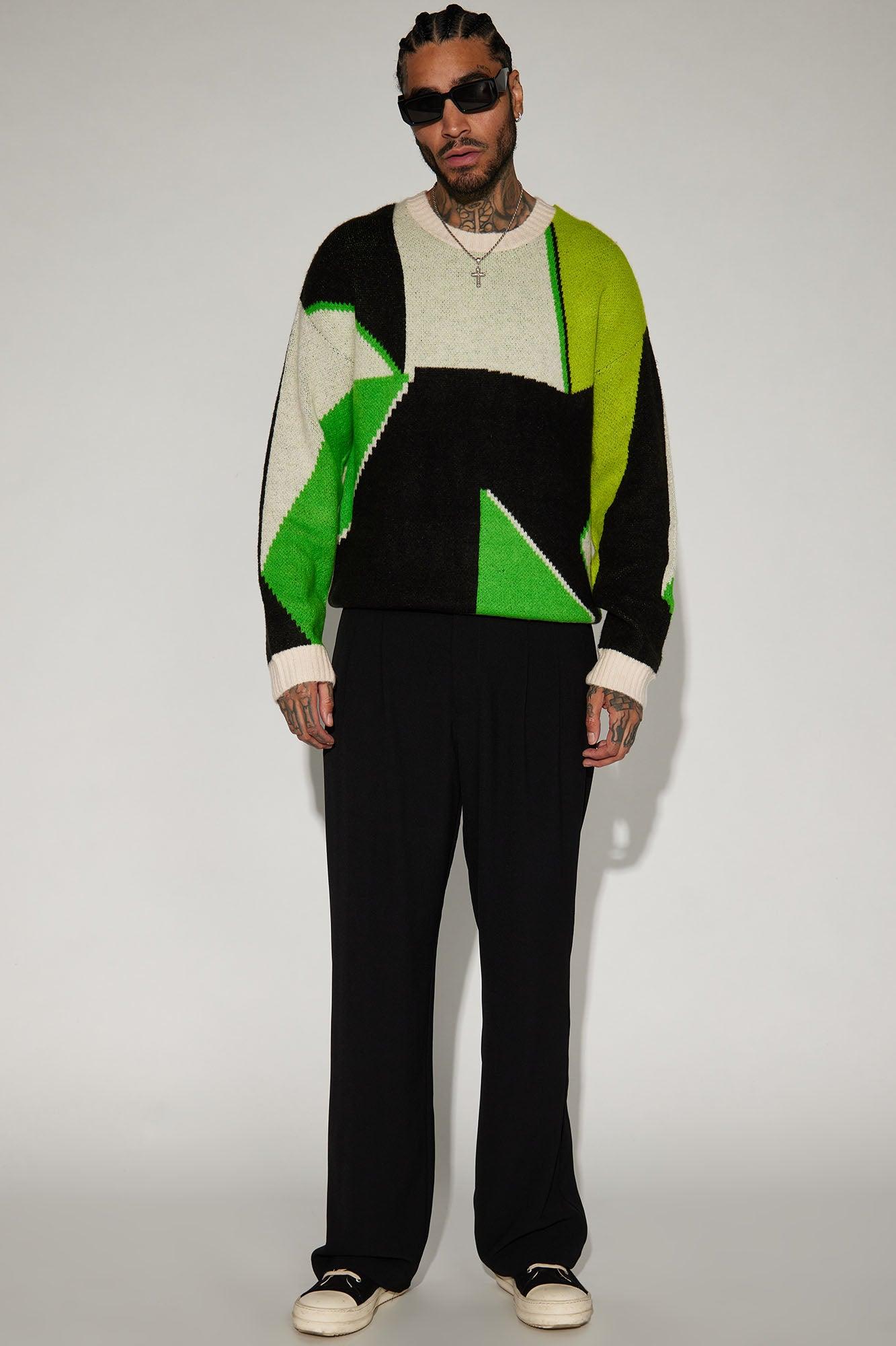 Worth It Crewneck Sweater - Green/combo Male Product Image