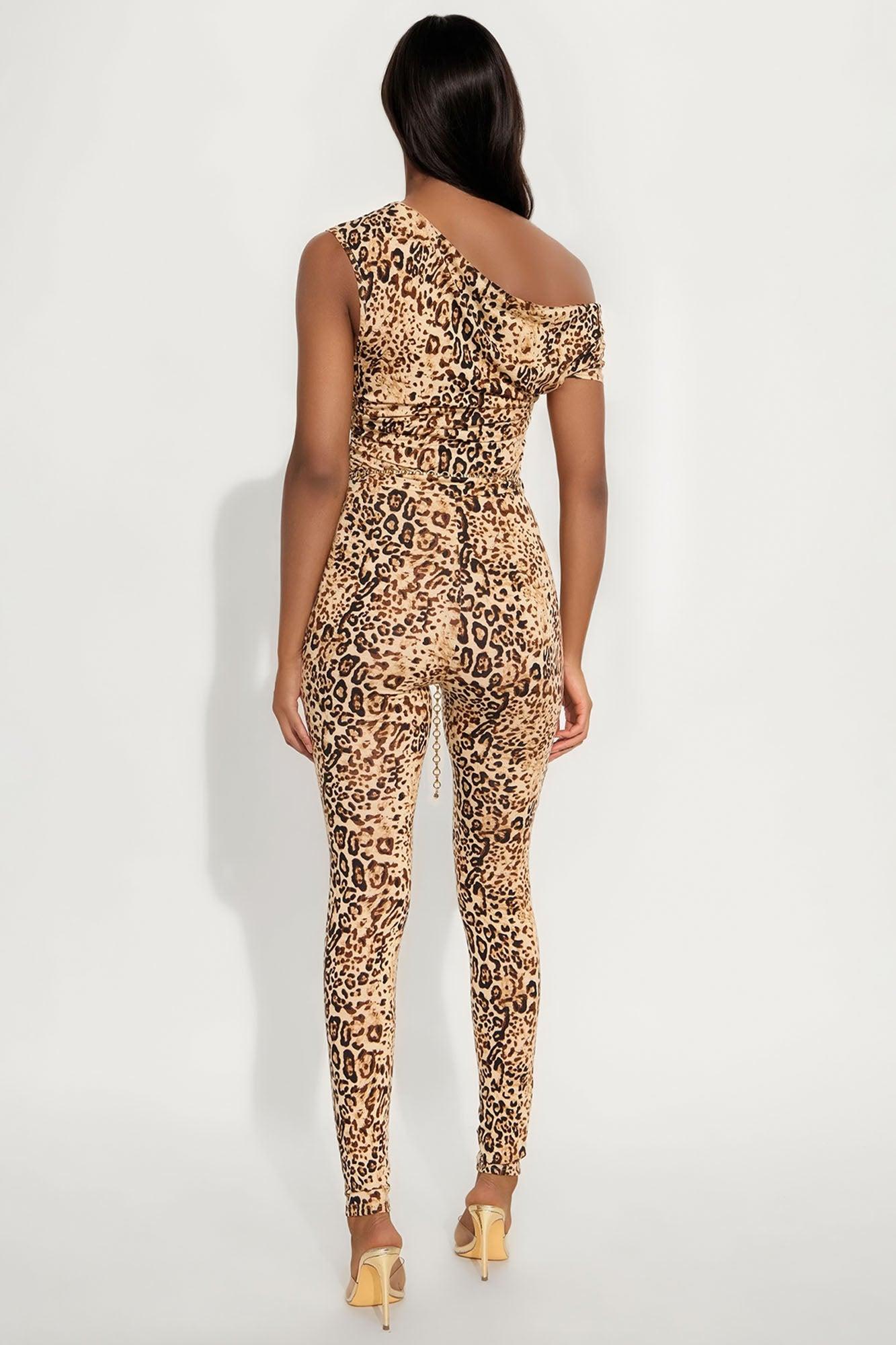 Blair Leopard Belted Jumpsuit - Brown/combo Female Product Image