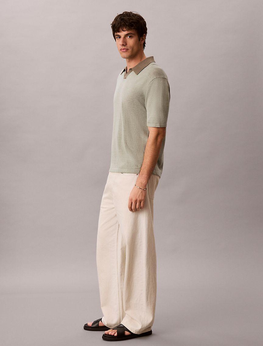Linen Blend Polo Sweater Product Image