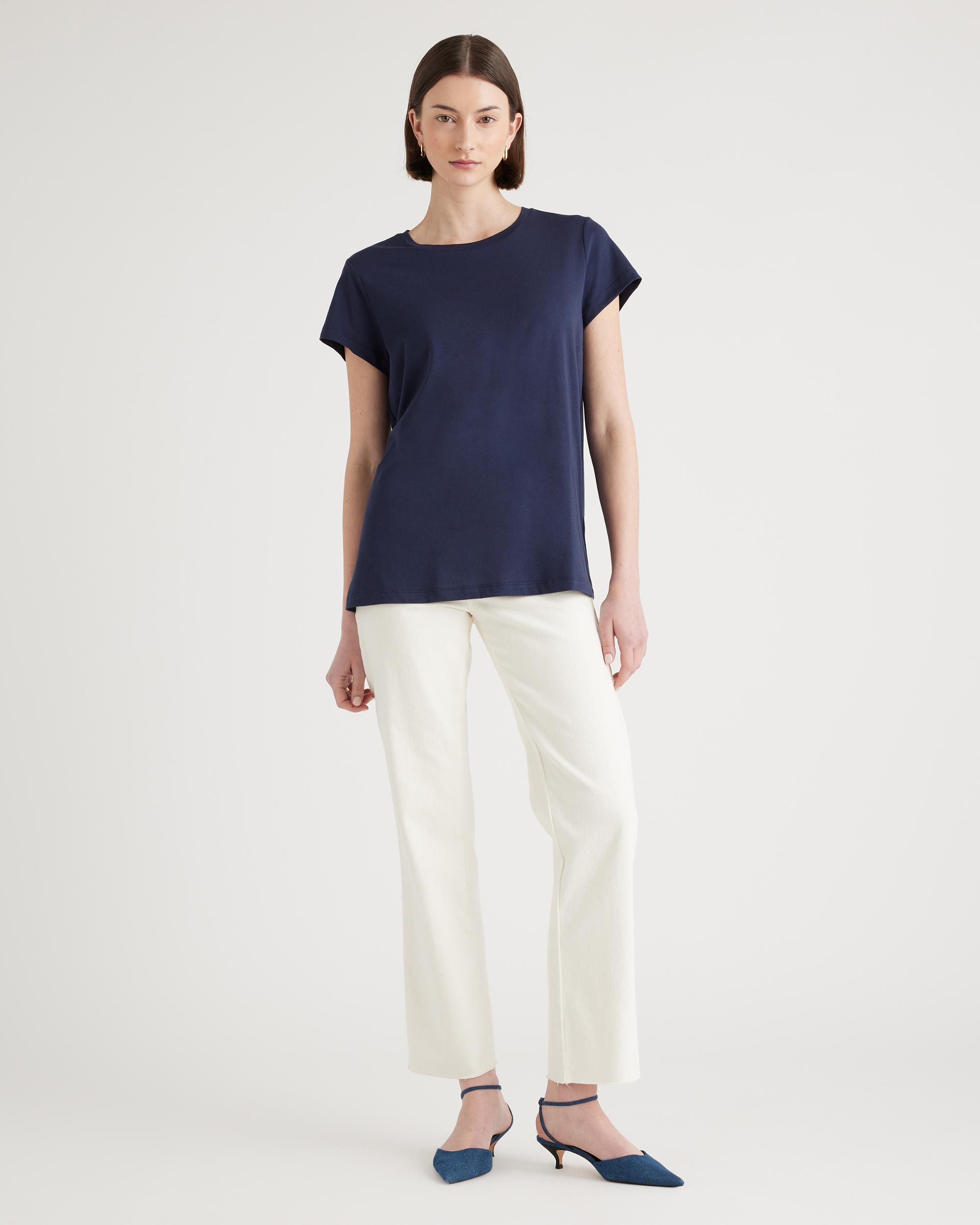 Quince | Women's Cotton Modal Crew Neck Swing T-Shirt Size XS, Cotton/Modal Product Image