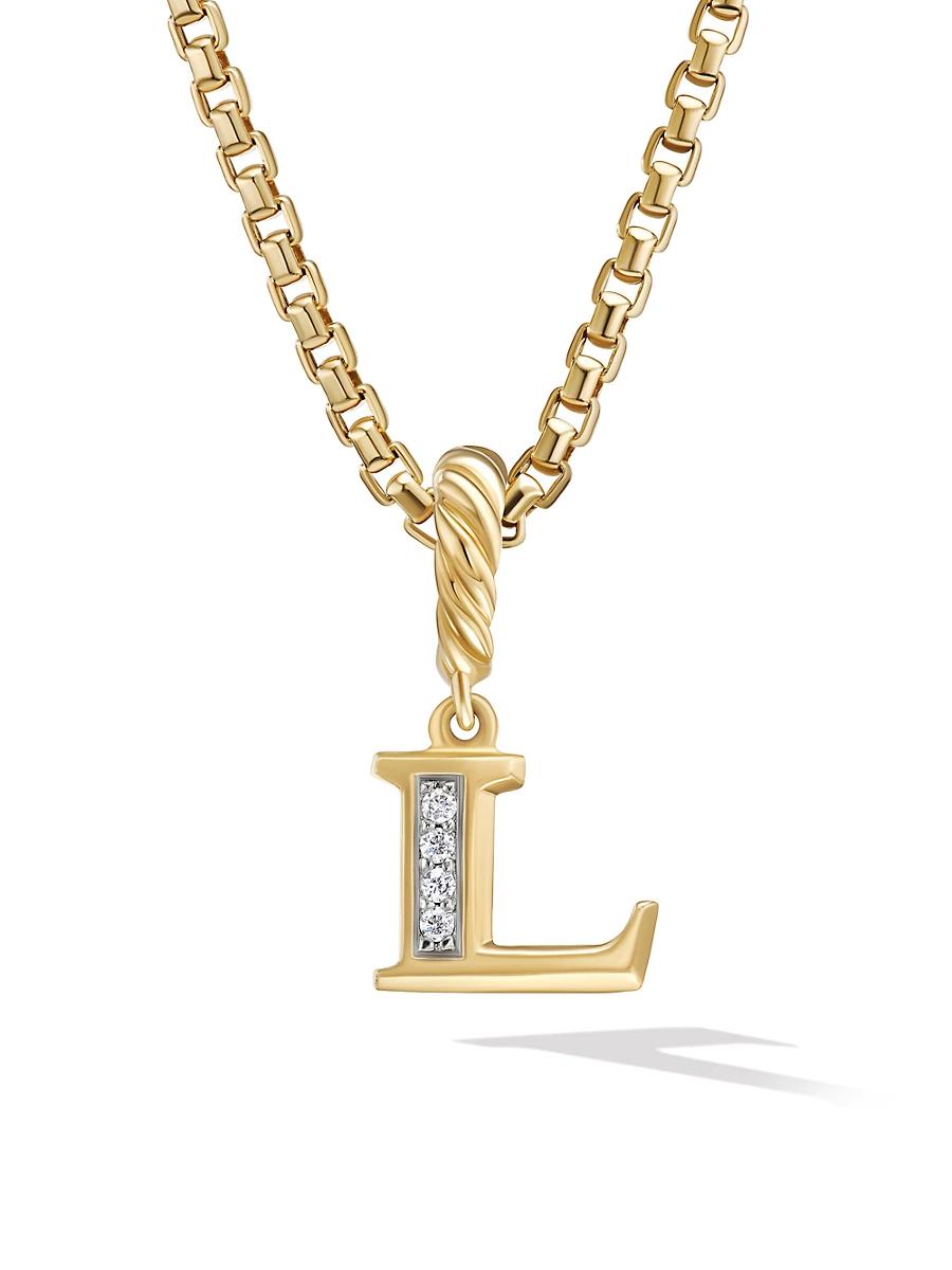 Womens Pav Initial Pendant in 18K Yellow Gold Product Image