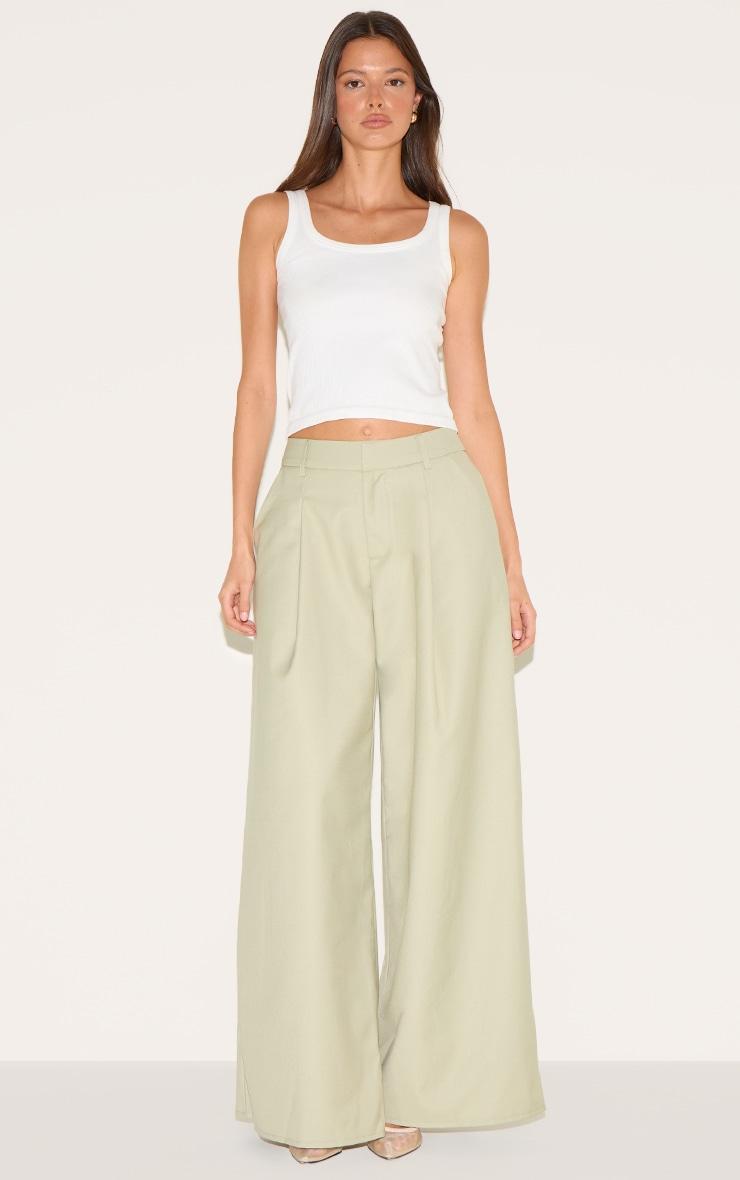 Sage Woven Double Pleat Wide Leg Pants Product Image