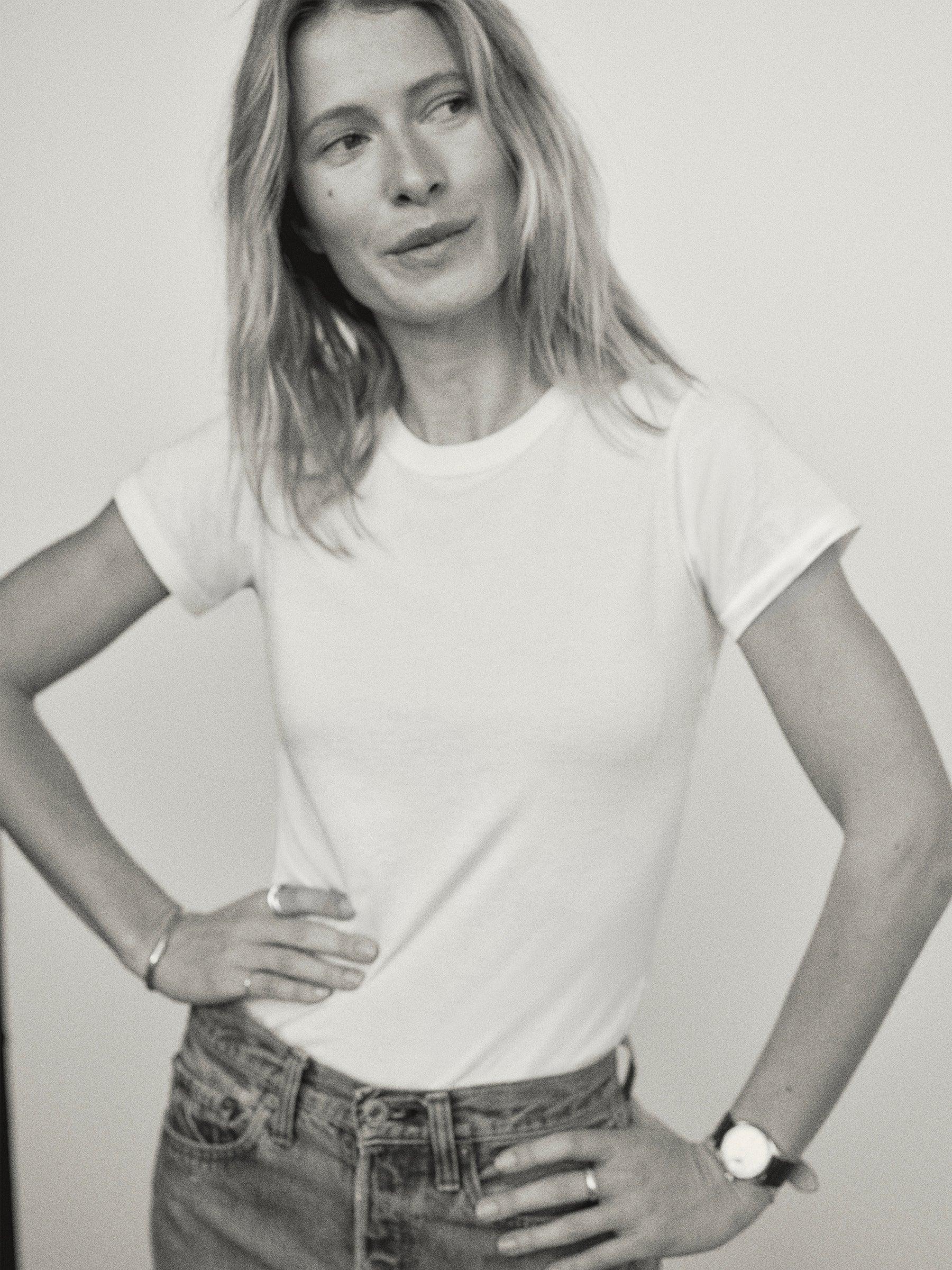 White Pima Slim Crew Product Image