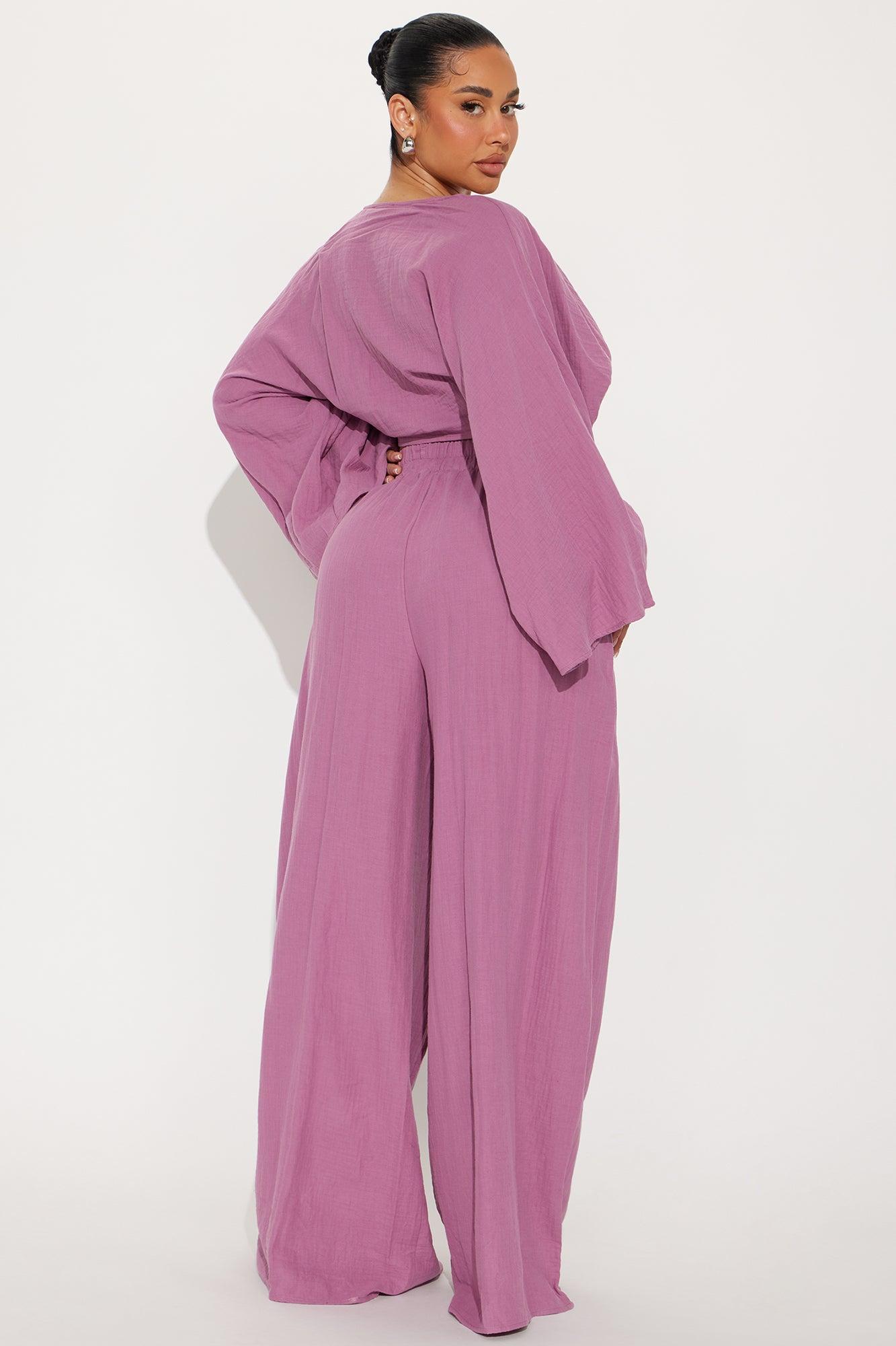 Isabella Gauze Pant Set - Plum Product Image