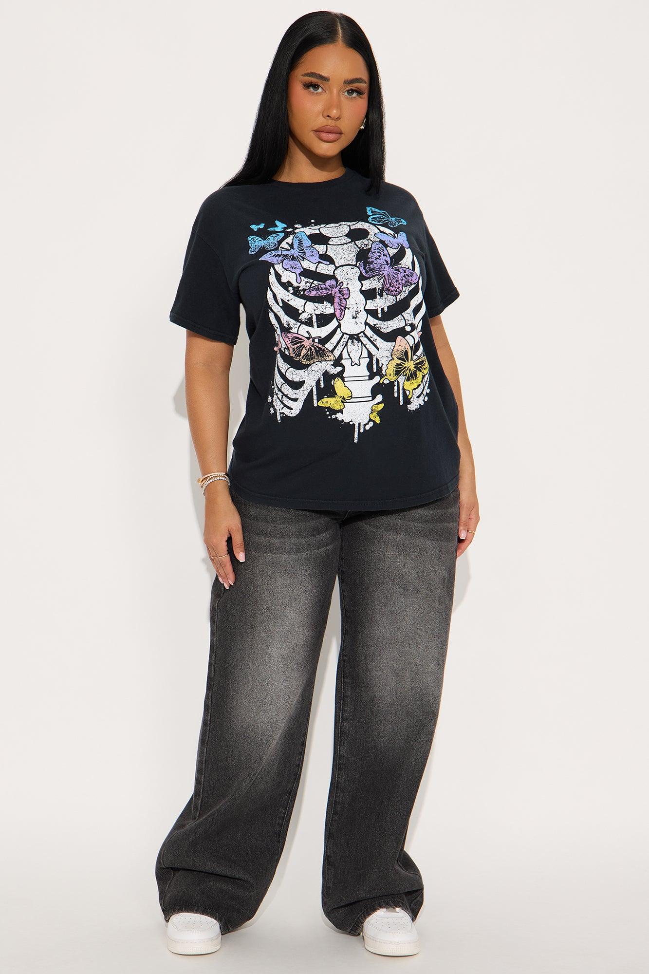 Butterfly Rib Cage Vintage Wash Tee - Black Female Product Image