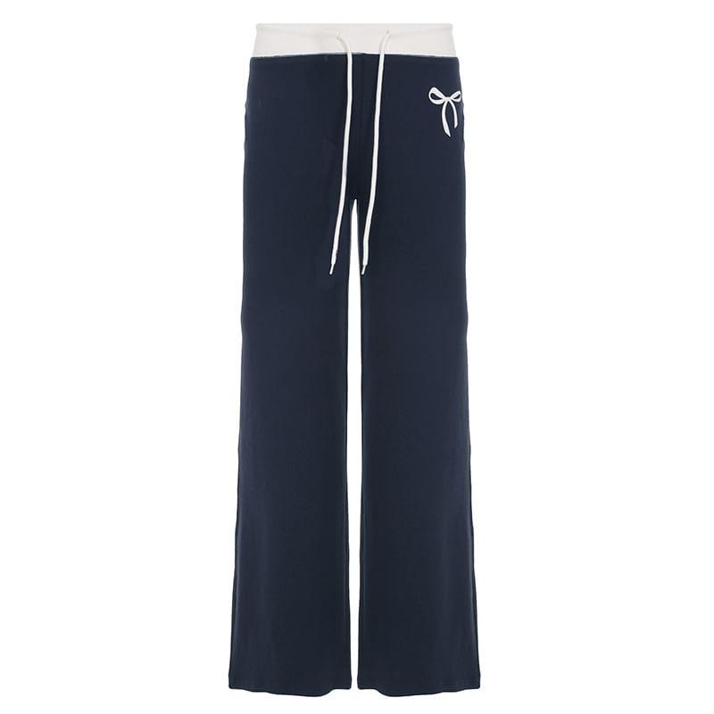 Low Rise Color-Block Slim-Fit Boot-Cut Sweatpants Product Image