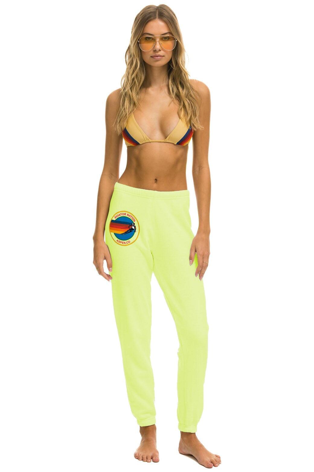 AVIATOR NATION ASPEN SWEATPANTS - NEON YELLOW Female Product Image