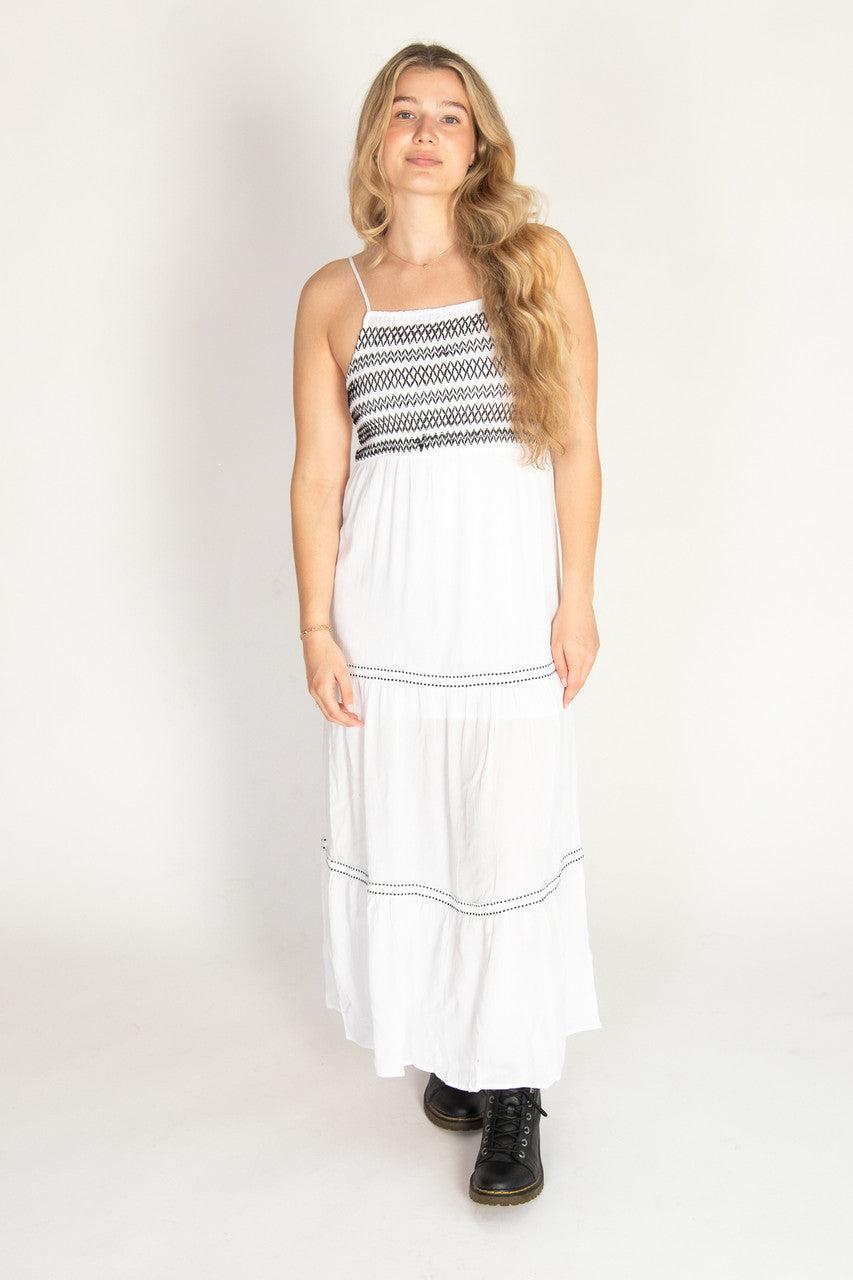 Embroidered Detail Gauze Tiered Maxi Dress Product Image