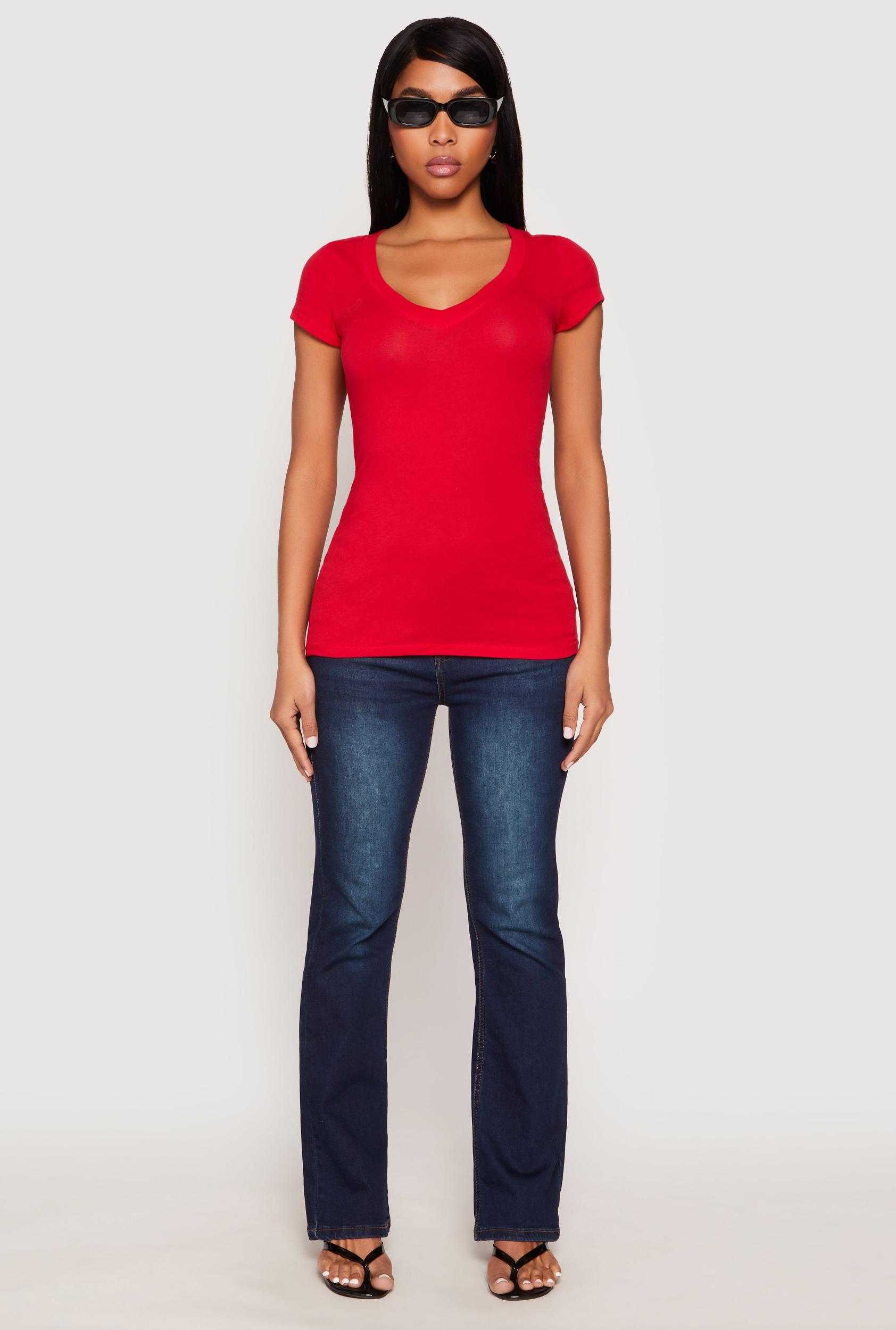 Womens V Neck Short Sleeve T Shirt Product Image