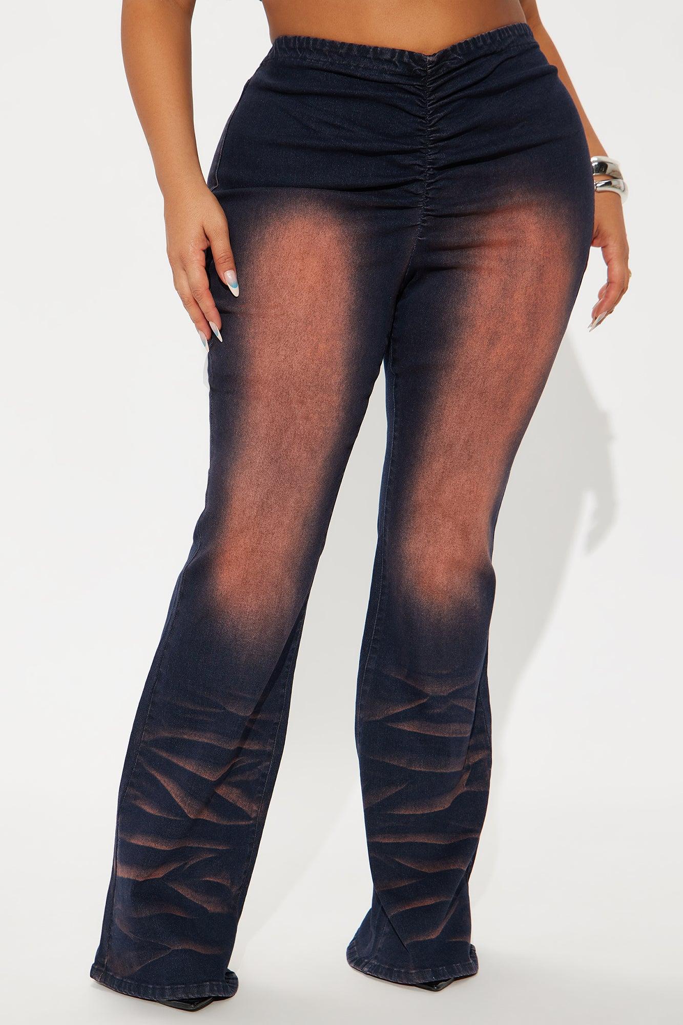 Level Up Mid Rise V Waistband Flare Jeans - Black Wash Product Image