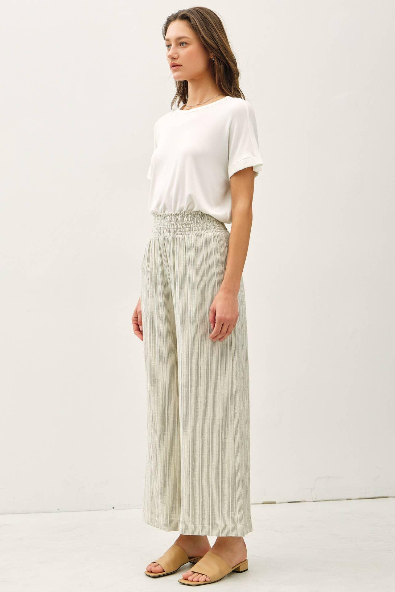WARMER WEATHER PINSTRIPE GAUZE PANTS Product Image