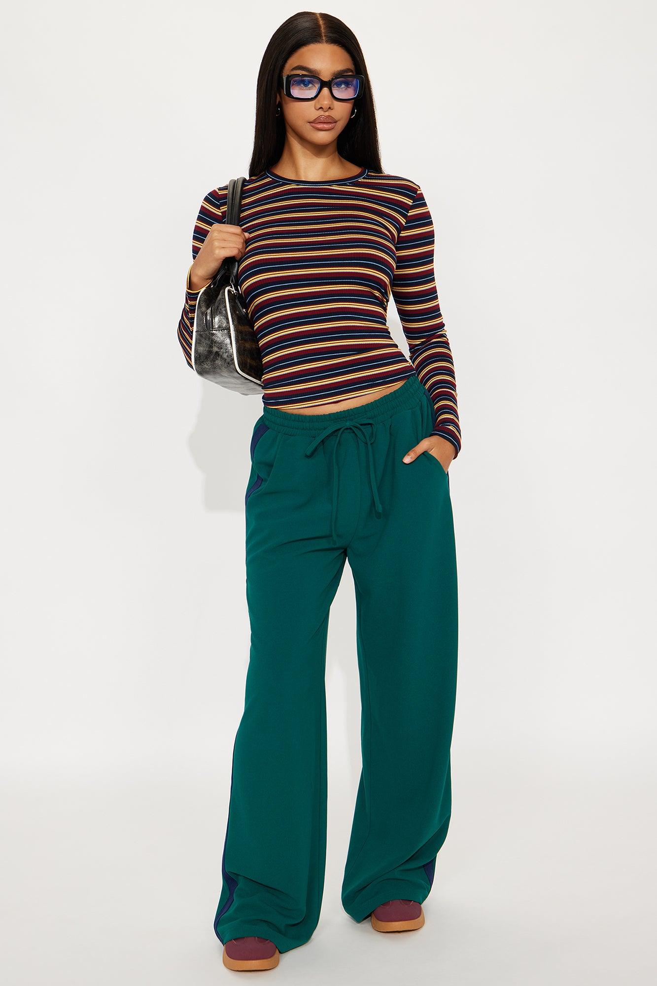 Gemma Striped Crew Neck Long Sleeve Top - Gold/Multi Product Image