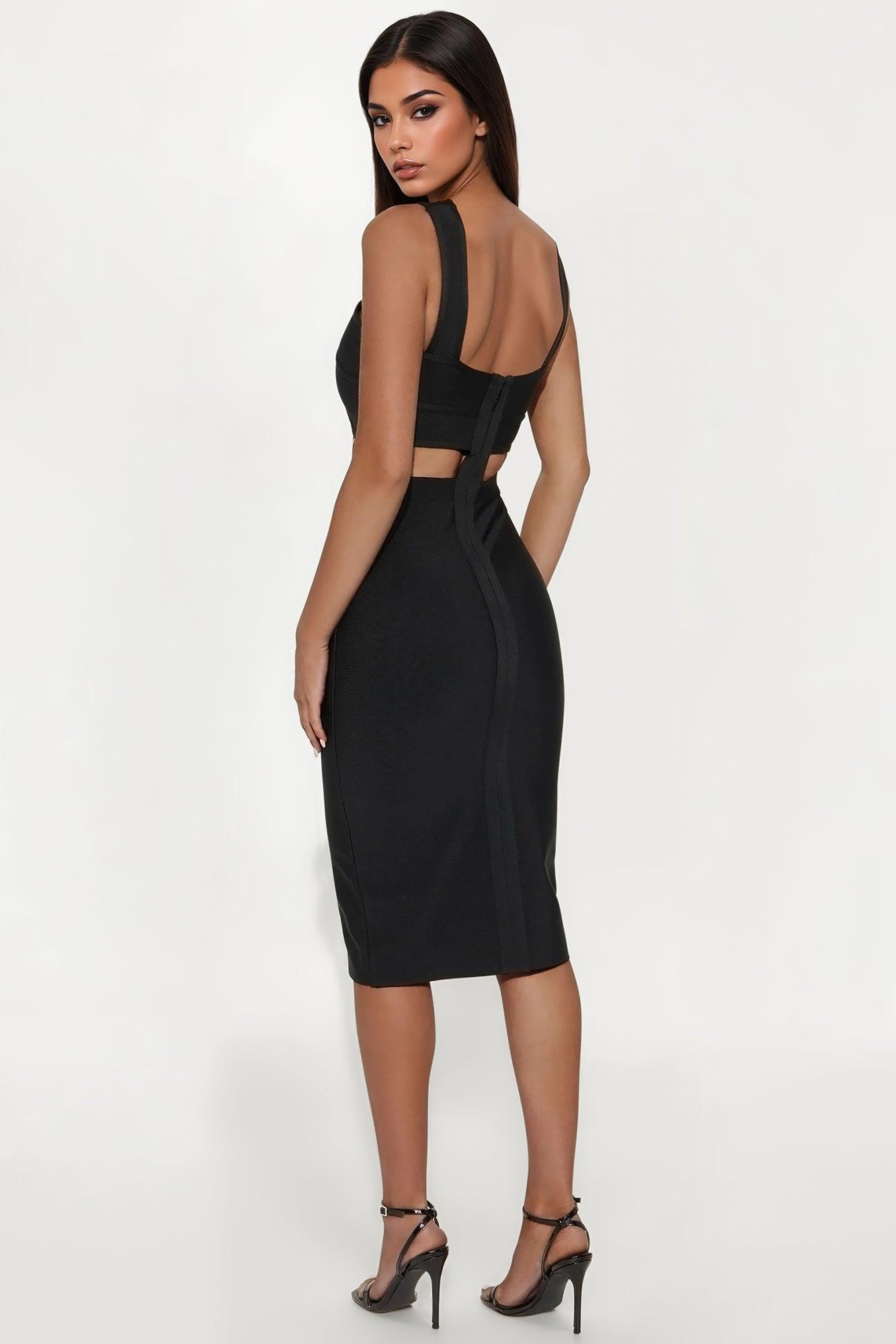 Match Maker Bandage Midi Dress - Black Female Product Image