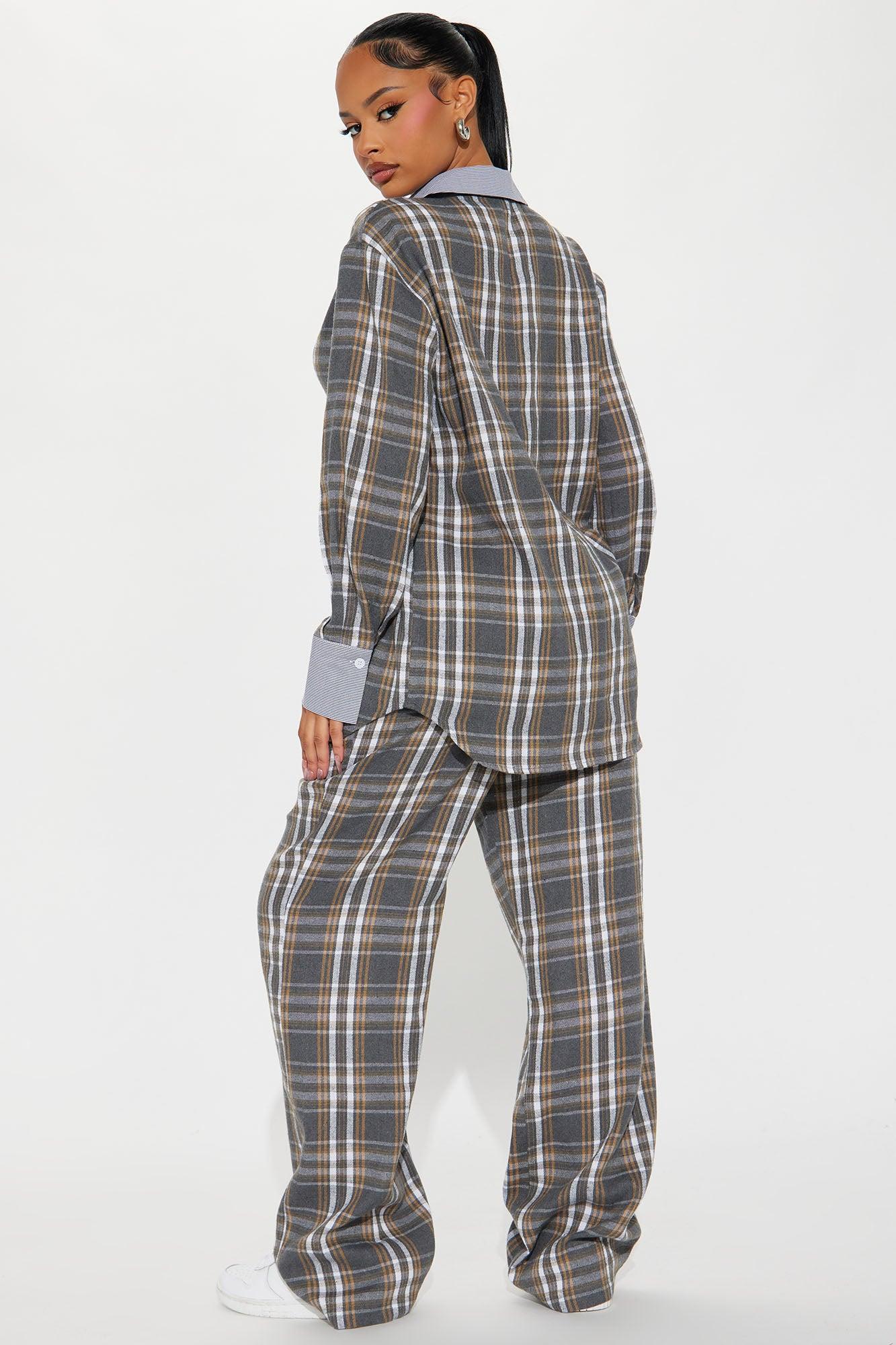 Shaye Flannel Boxer Pant Set - Grey/combo Product Image