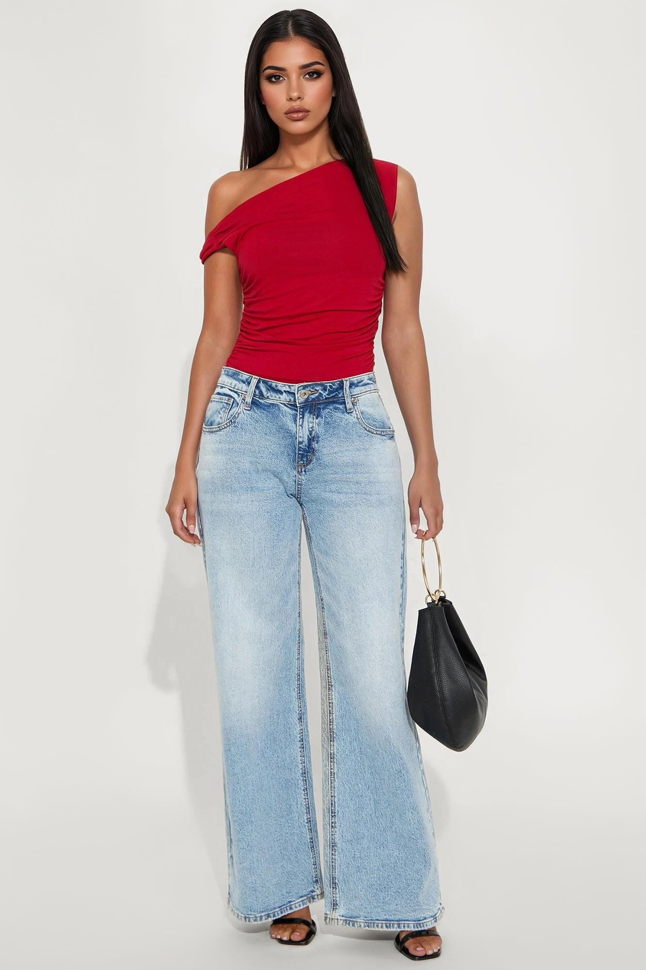 Kylie Off Shoulder Bodysuit - Red Female Product Image