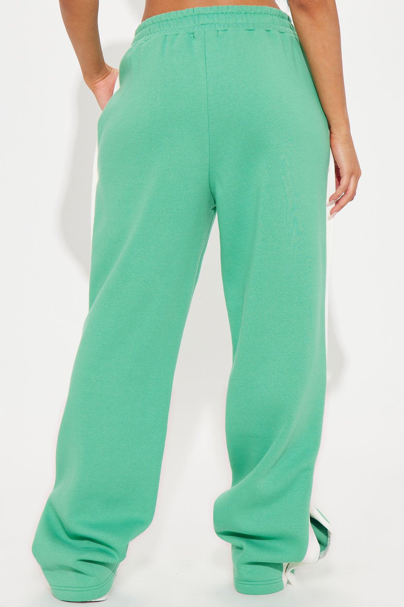 Olivia Fleece Wide Leg Sweatpants - Green/combo Product Image