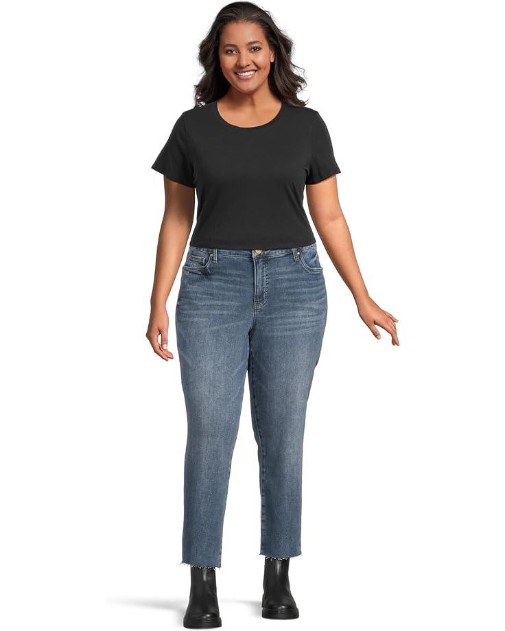 Women's KUT from the Kloth Plus Size Reese High-Rise Fab Ab Ankle Straight Raw Hem in Reborn Product Image