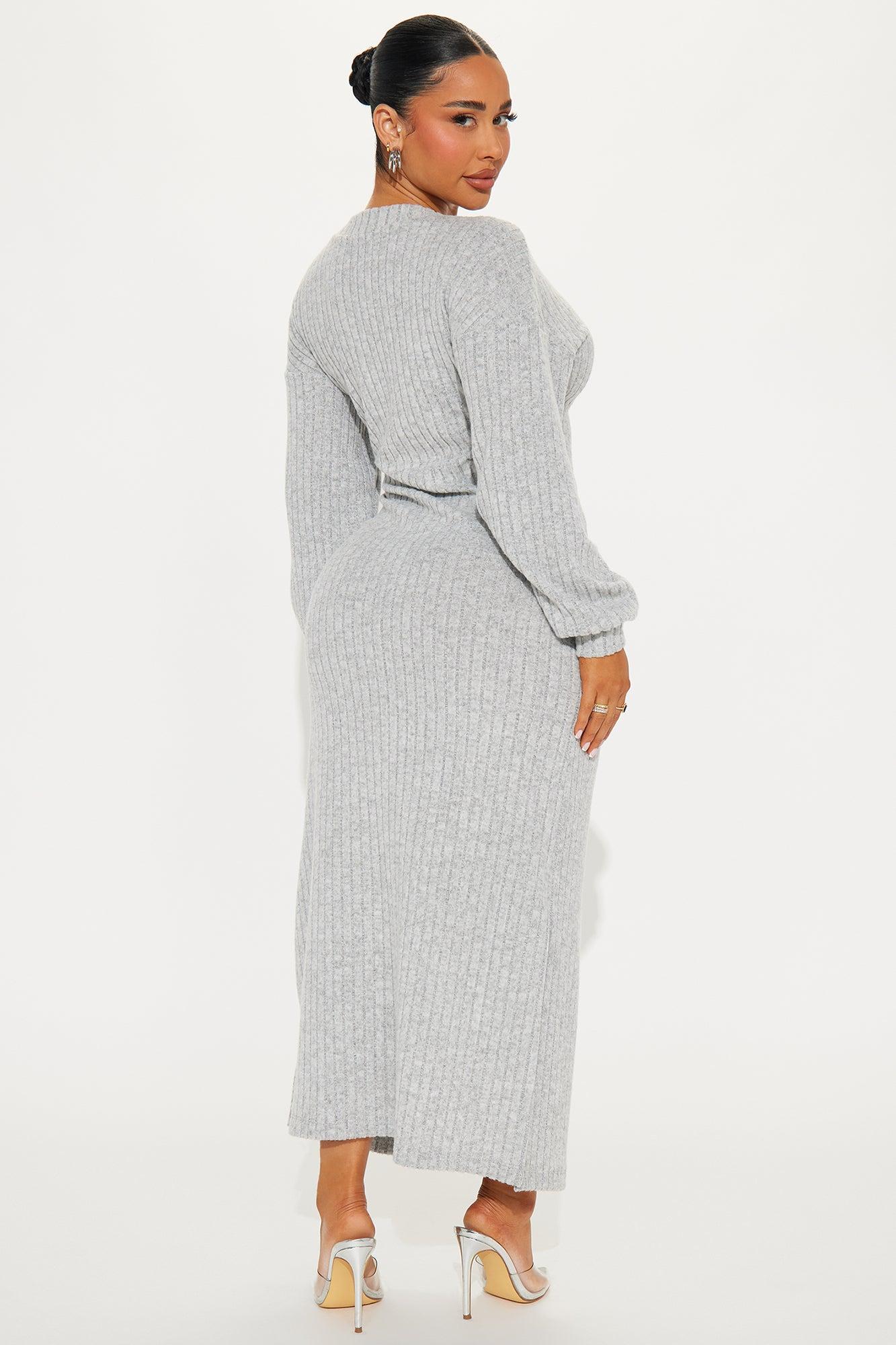 Serenity Ribbed Maxi Dress - Heather Grey Product Image