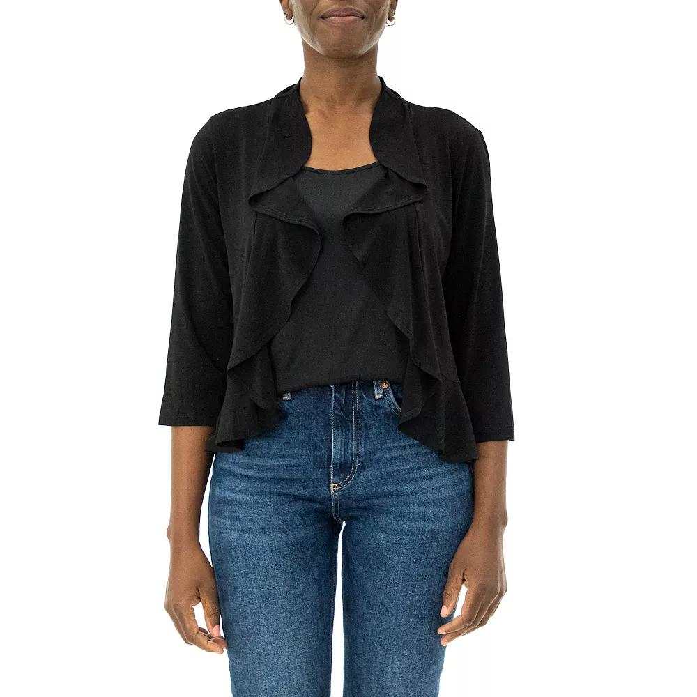 Women's Nina Leonard Ruffle Open-Front Cardigan,  Product Image