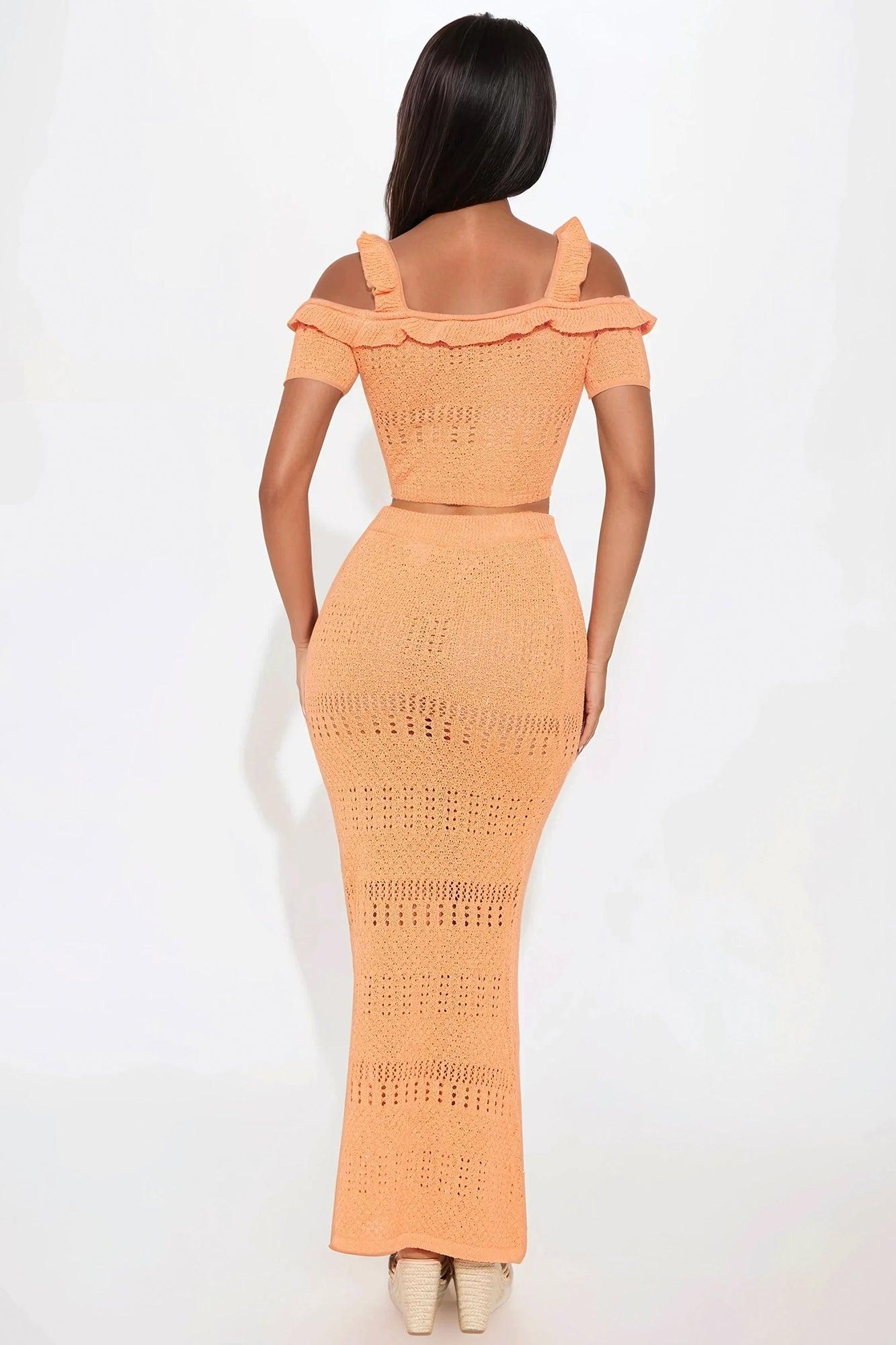 Cindy Crochet Maxi Skirt Set - Orange Product Image