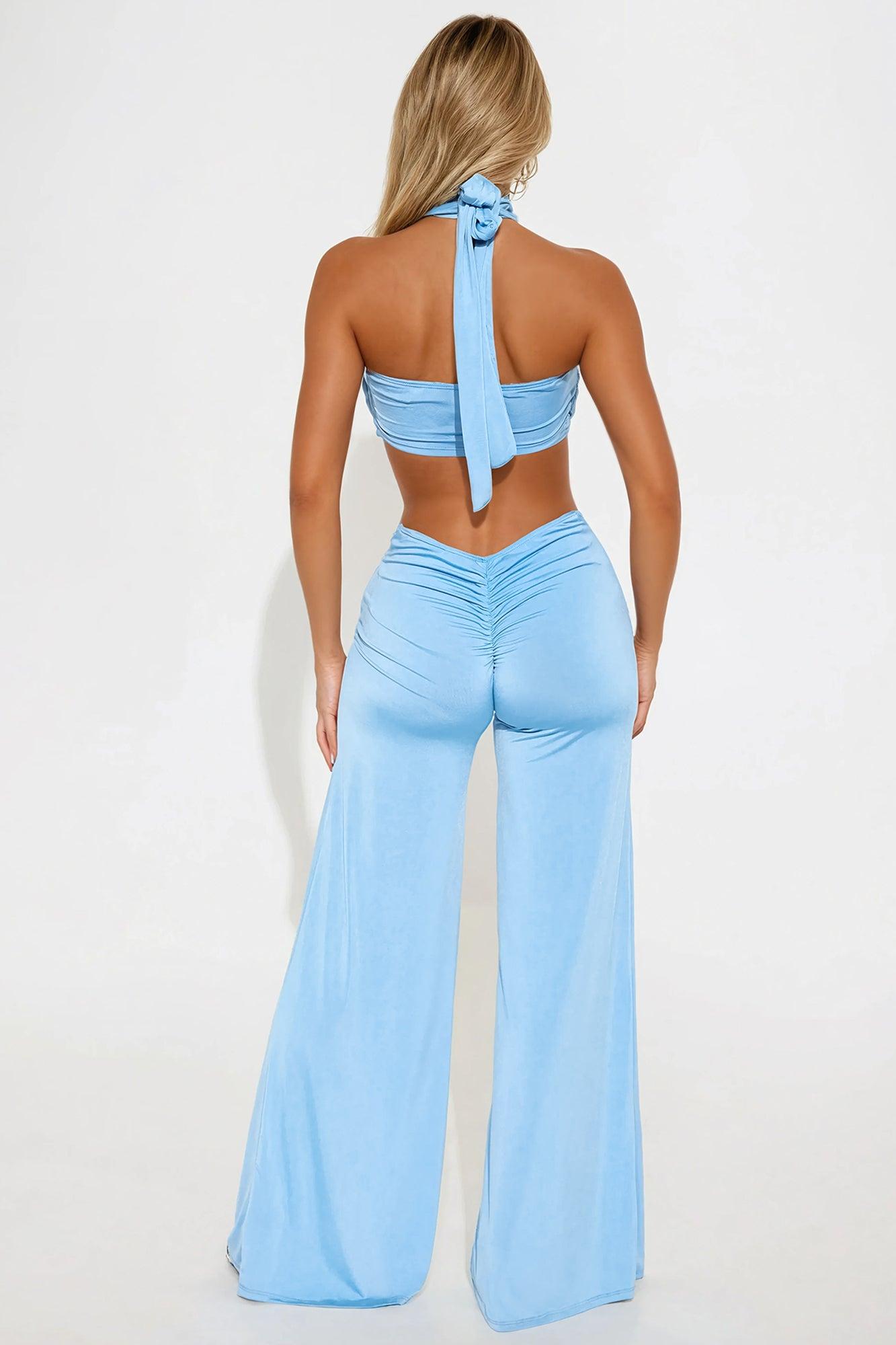 Paloma Cut Out Halter Jumpsuit - Light Blue Product Image