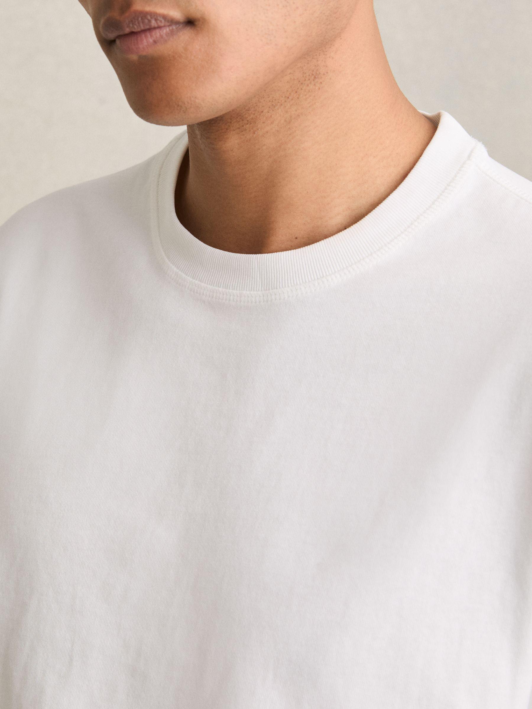 Cotton Garment-Dyed Oversized T-Shirt in White Product Image