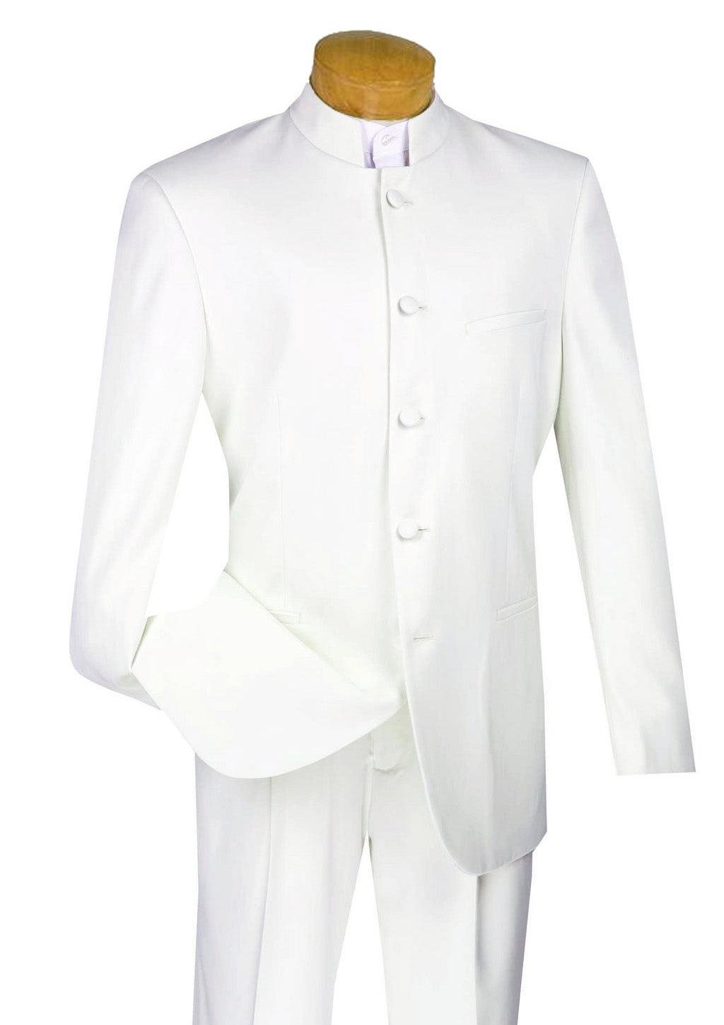Master Collection - Regular Fit Men's 2 Piece Banded Collar Tuxedo White Male Product Image