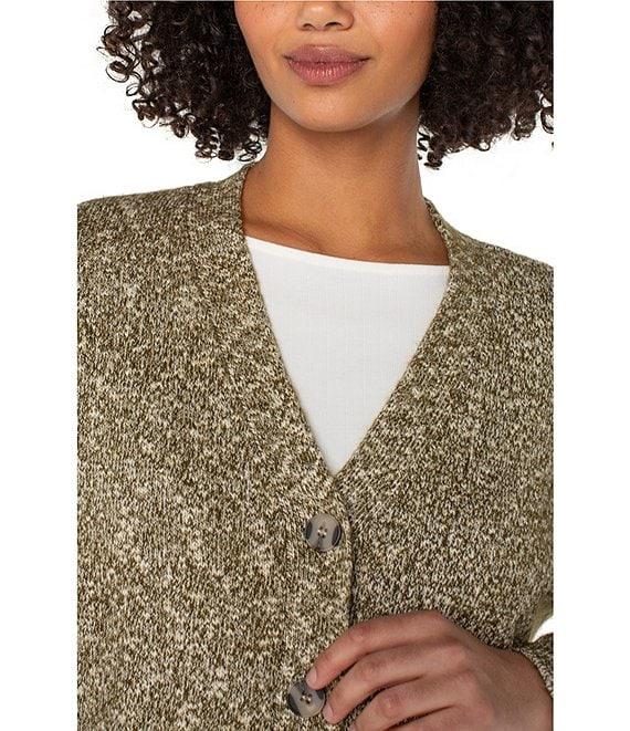 Liverpool Los Angeles Knit Jersey V-Neck Long Sleeve Button Front Cardigan Product Image