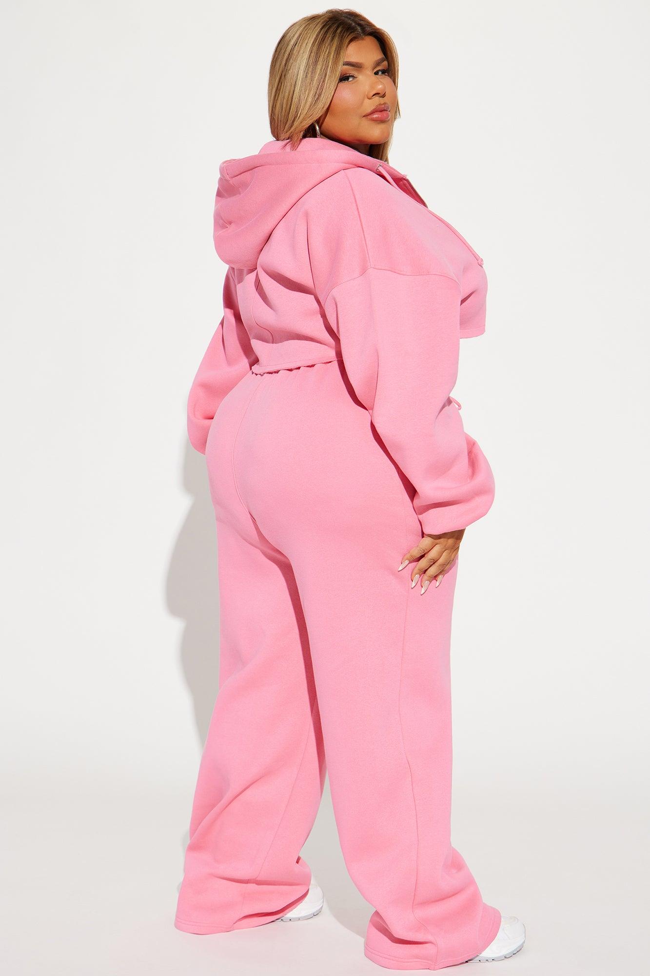 On The Go Fleece Pant Set - Pink Product Image