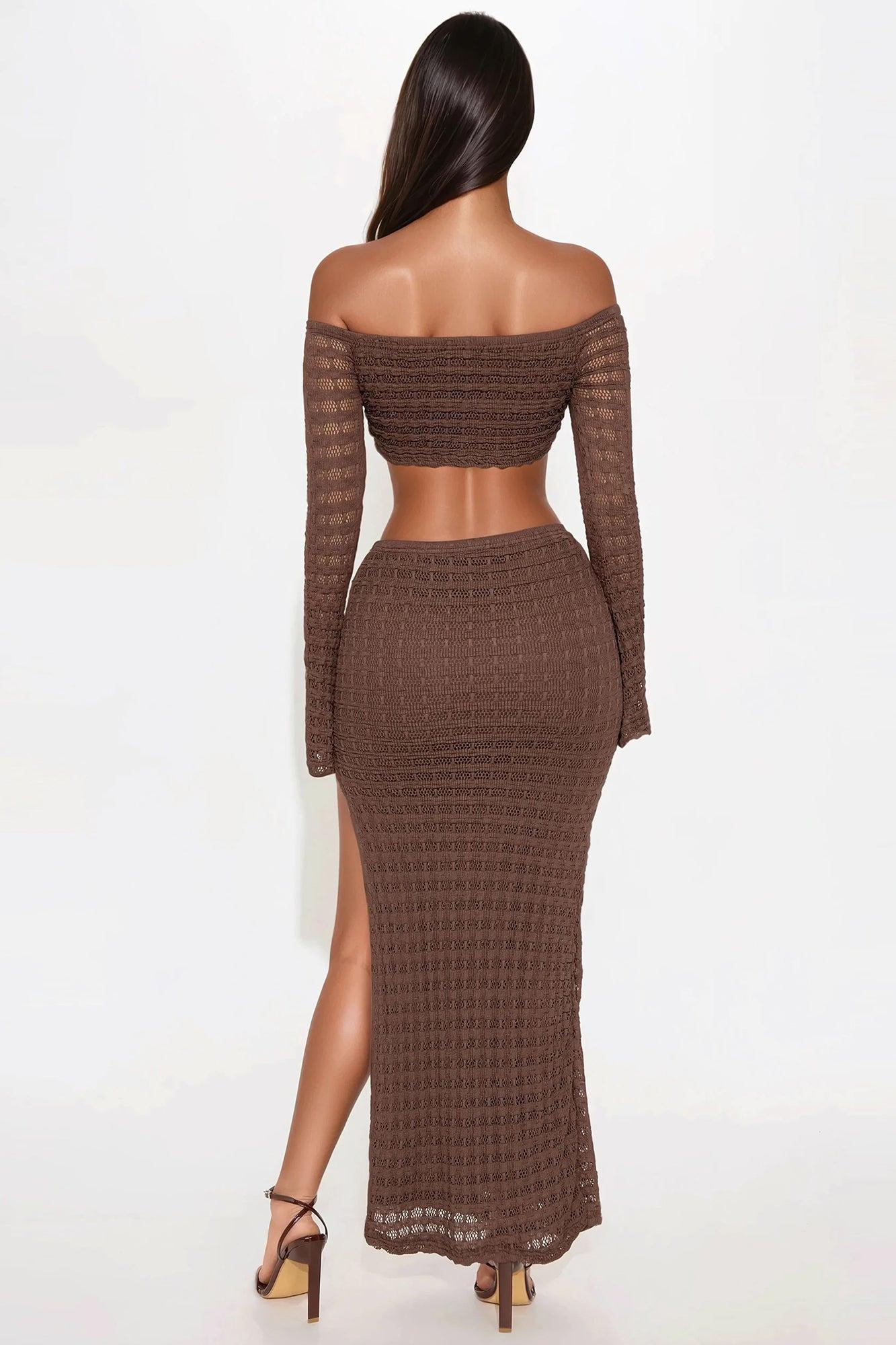 Orlette Crochet Maxi Dress - Chocolate Product Image