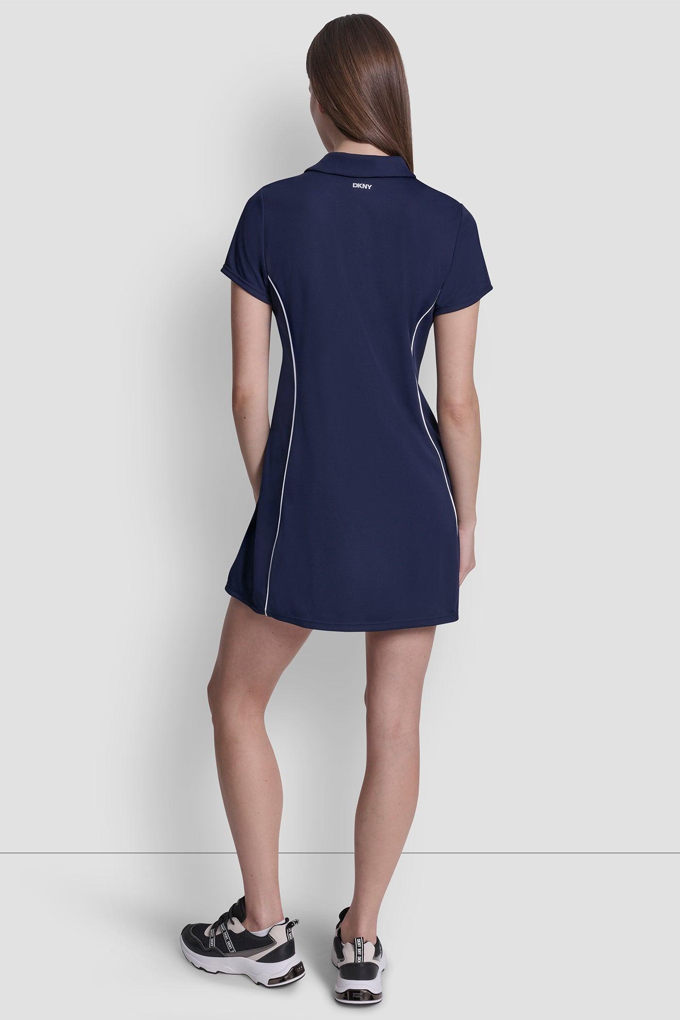 HALF-ZIP POLO DRESS WITH CONTRAST PIPING Product Image
