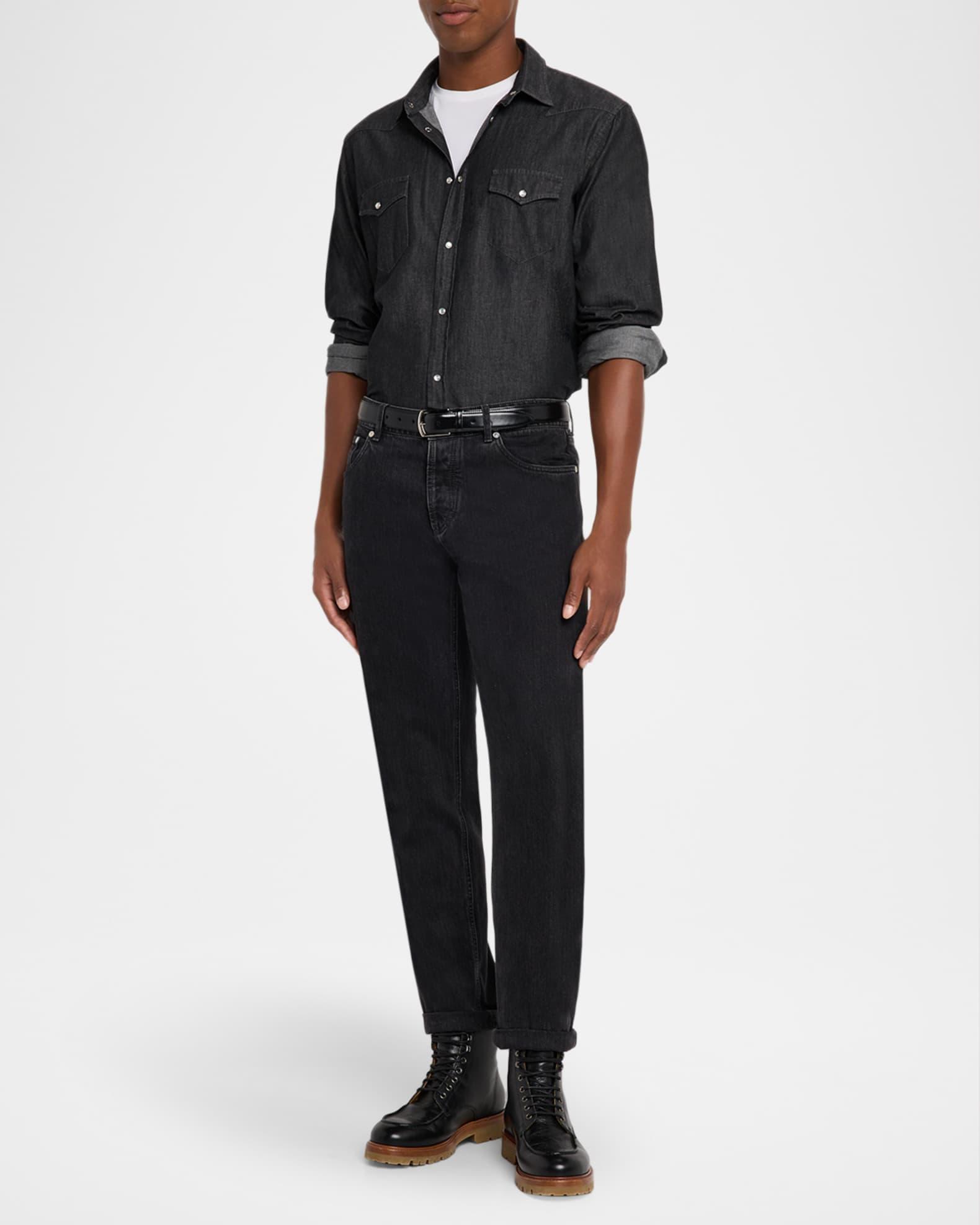 Men's Denim Western Button-Down Shirt Product Image