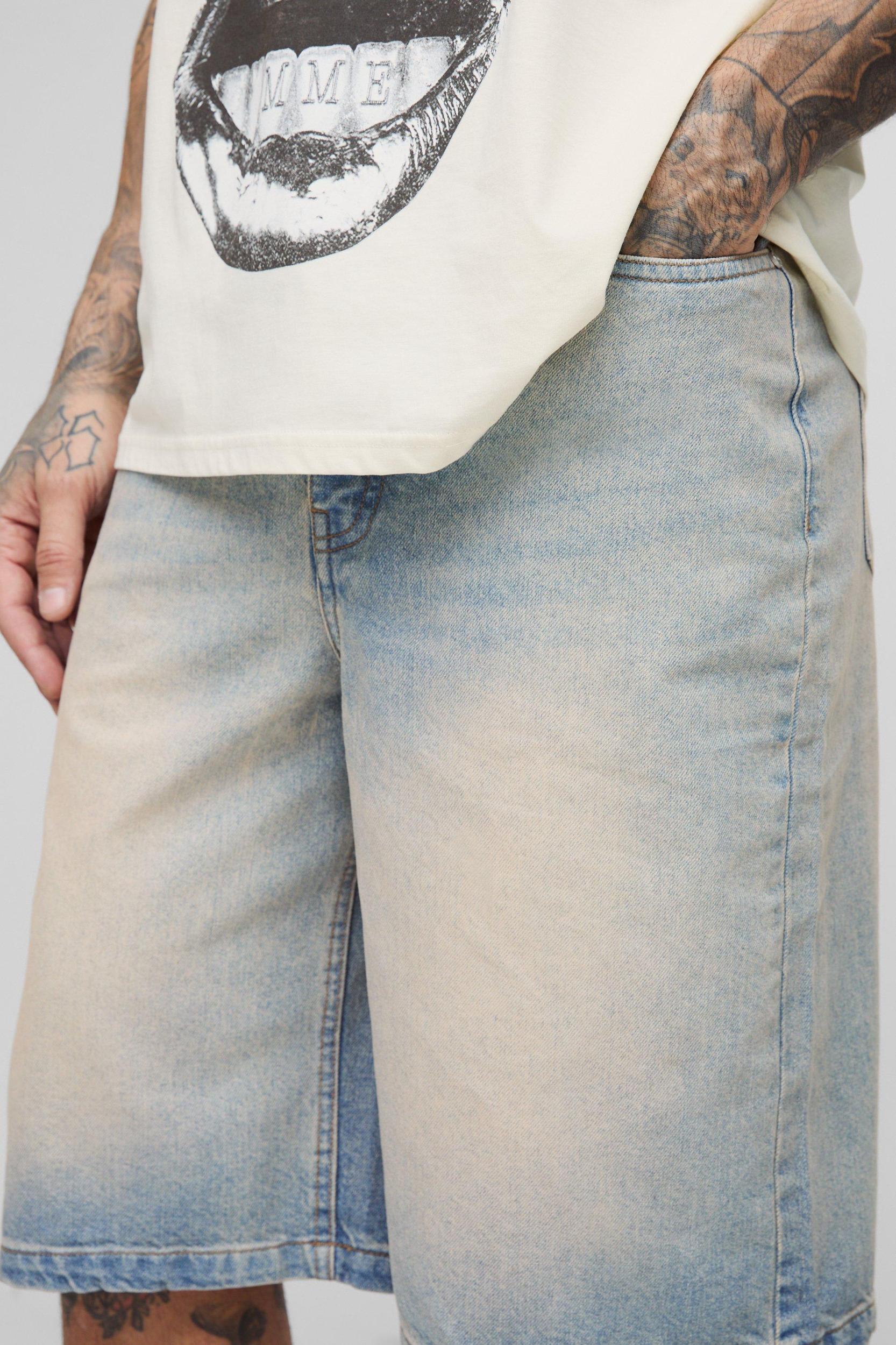 Tall Stonewash Relaxed Fit Jorts | boohooMAN USA Product Image