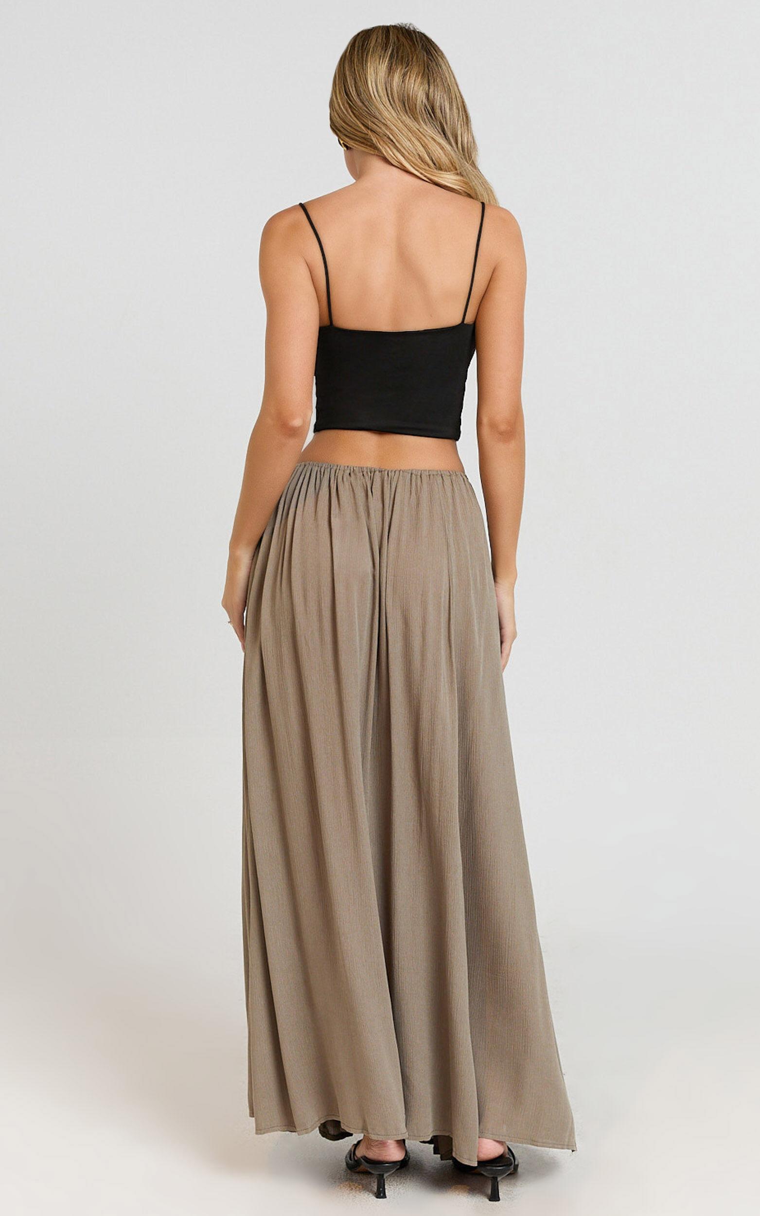 Under The Twilight Maxi Skirt - Thigh Split Skirt in Olive Product Image