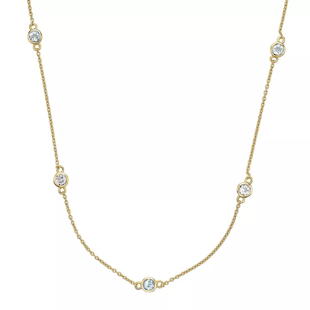 Gemminded 18k Gold Over Silver Blue Topaz & White Topaz Station Necklace, Women's, Size: 18", Gold Tone Product Image