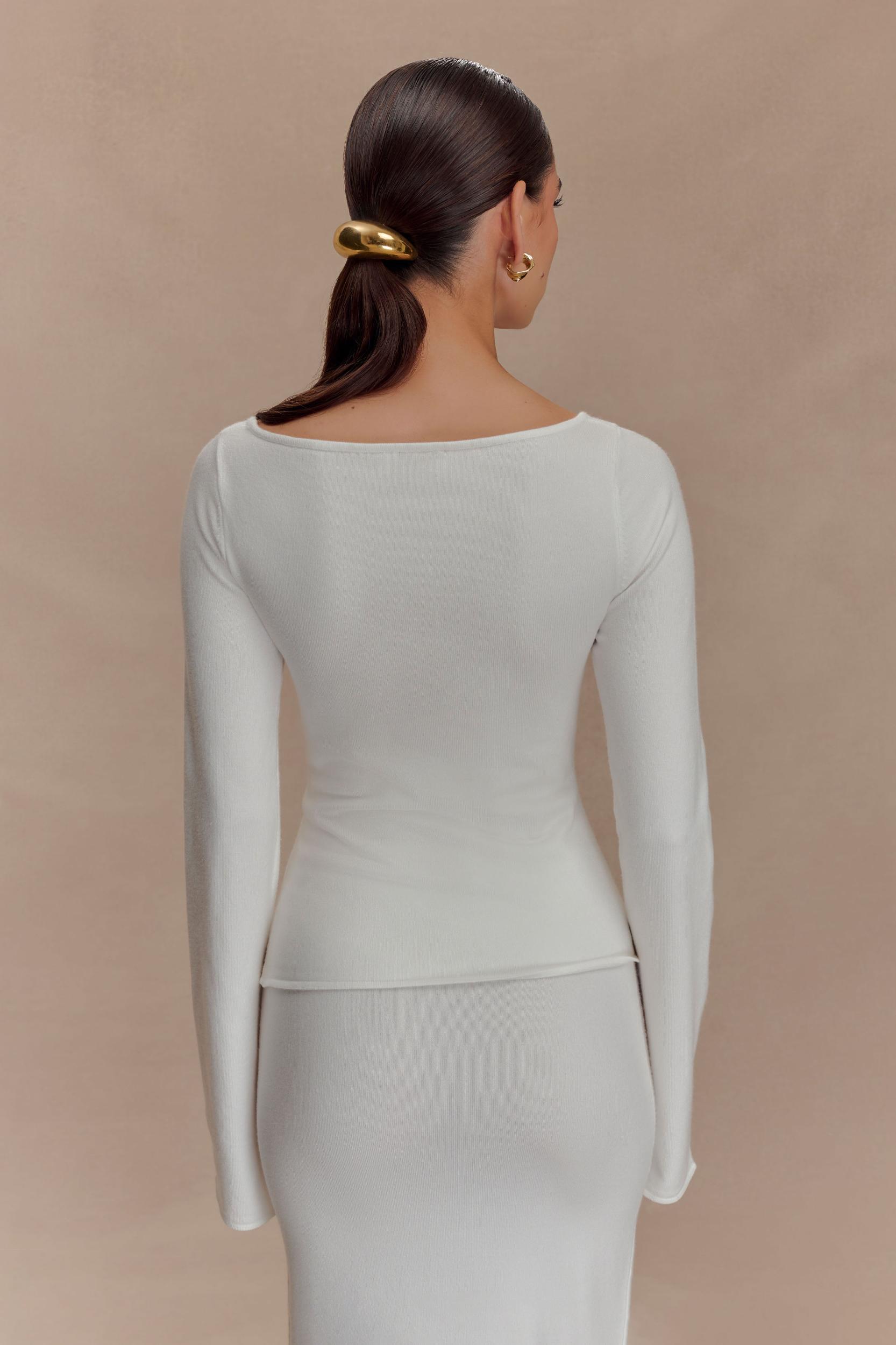 Alejandra Floral Long Sleeve Knit Top - White Product Image