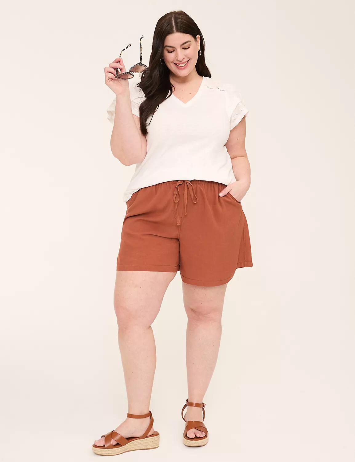 Eyelet-Sleeve V-Neck Top Product Image