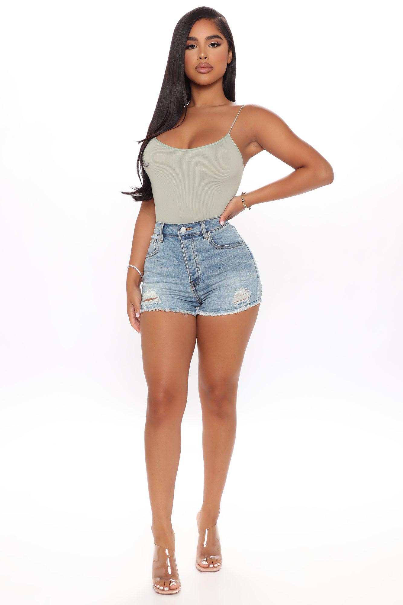 Gen Distressed Denim Shorts - Medium Blue Wash Product Image