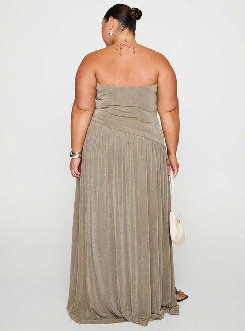 Inka Strapless Maxi Dress Taupe Curve Product Image