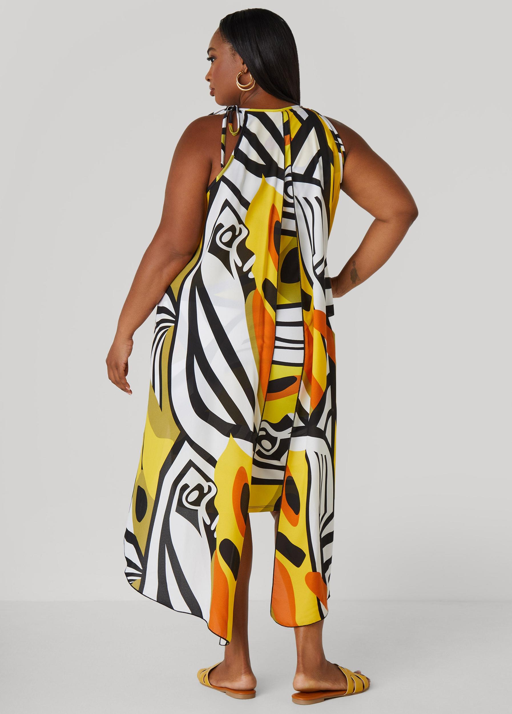 Plus Size Layered Geo Print Dress Ashley Stewart Product Image