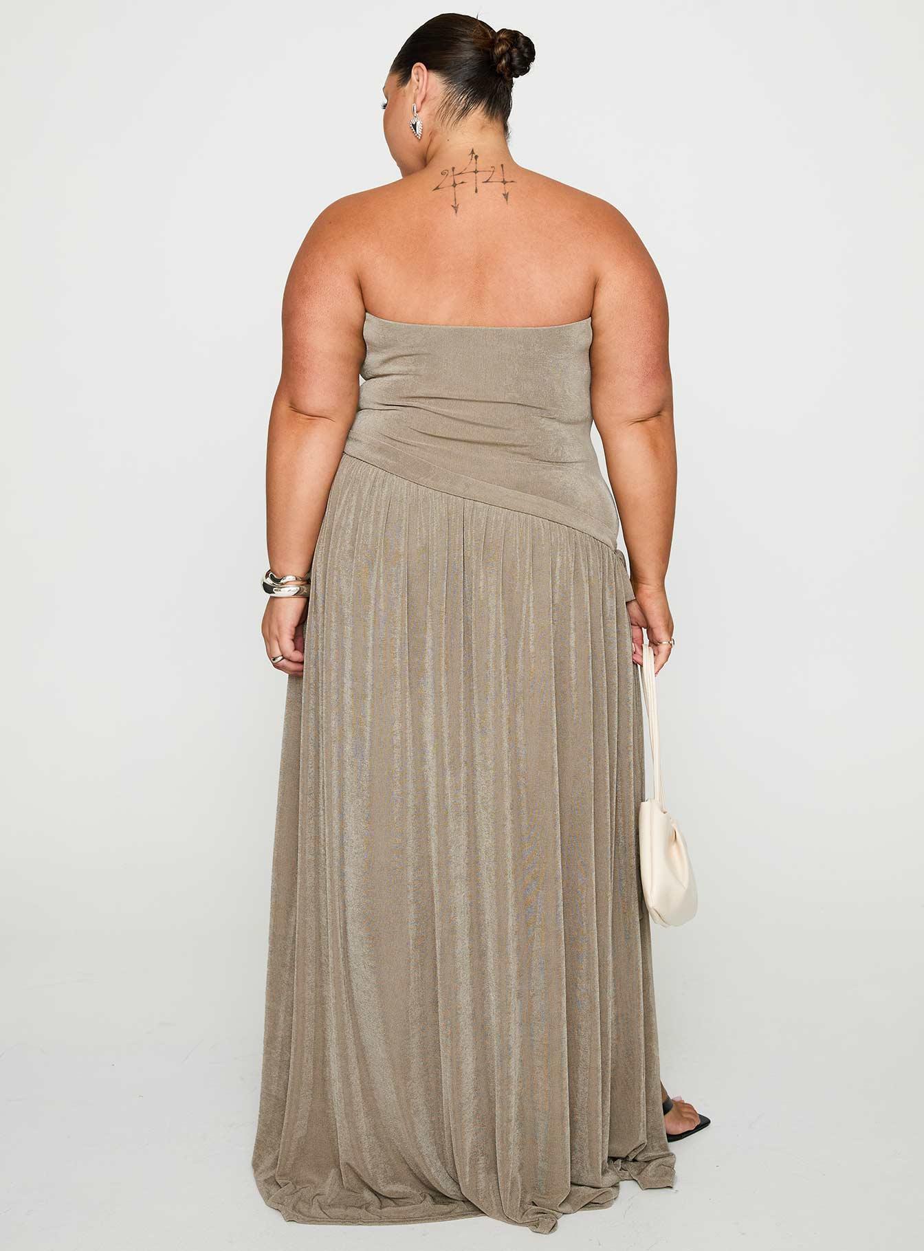 Inka Strapless Maxi Dress Taupe Curve Product Image