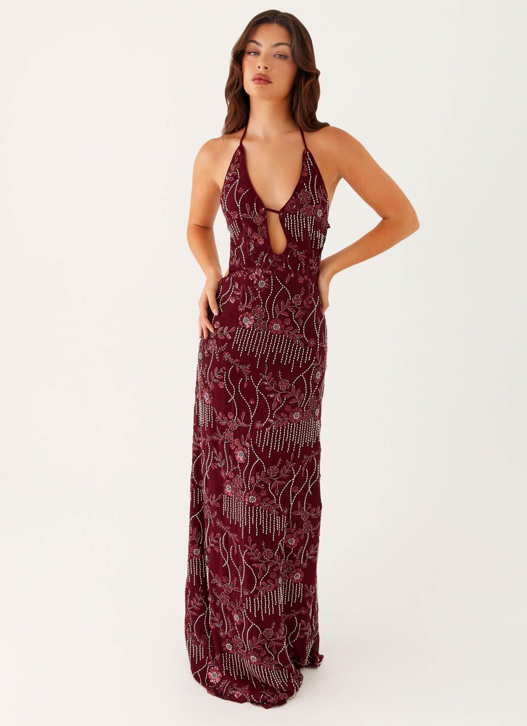 All For Love Maxi Dress - Burgundy Product Image