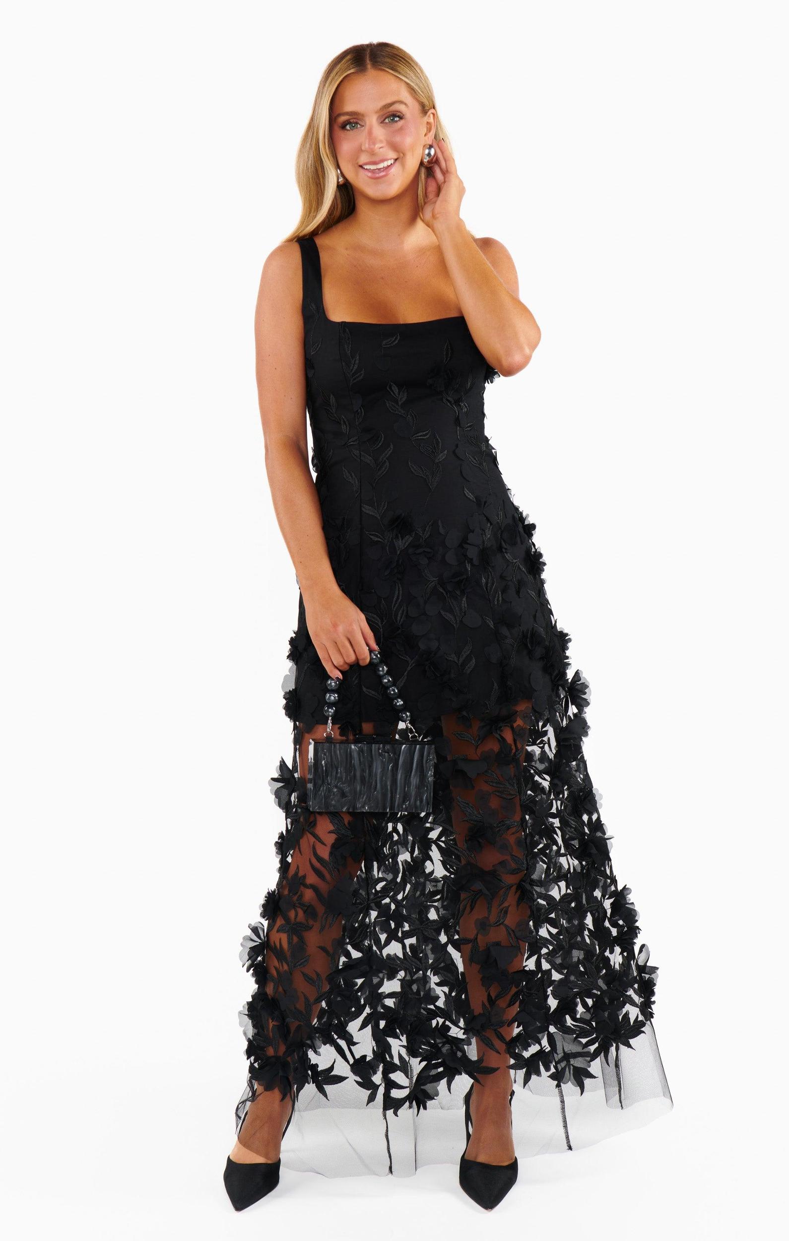 Stephanie Dress ~ Black 3D Floral Product Image