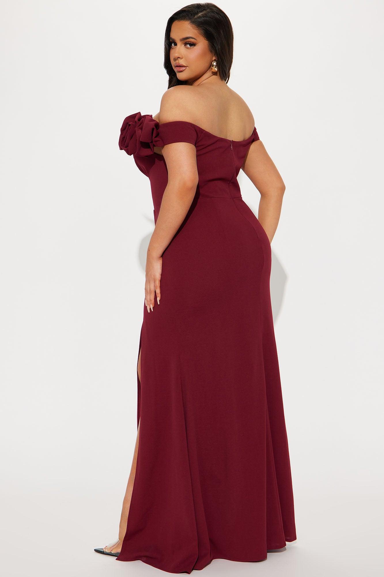 Ericka Floral Off Shoulder Gown - Wine Product Image