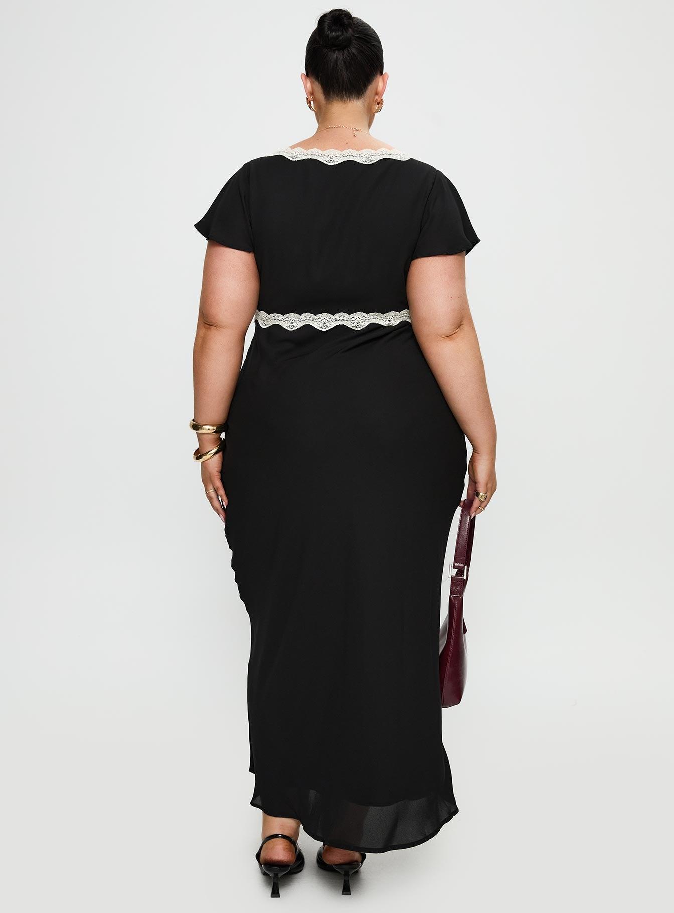 Barbarita Lace Maxi Dress Black Curve Product Image